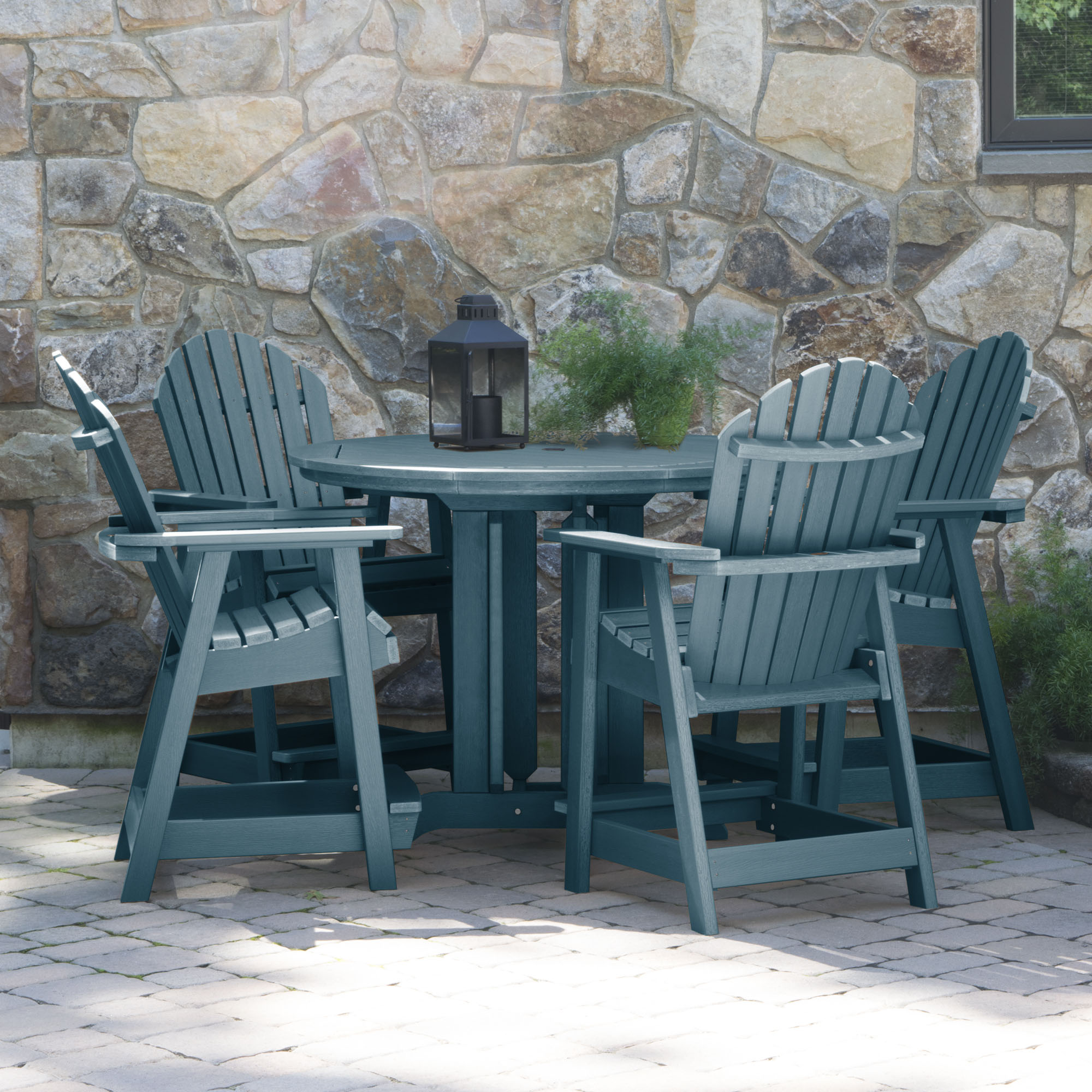 highwood The Adirondack 5-Piece Blue Patio Dining Set in the Patio