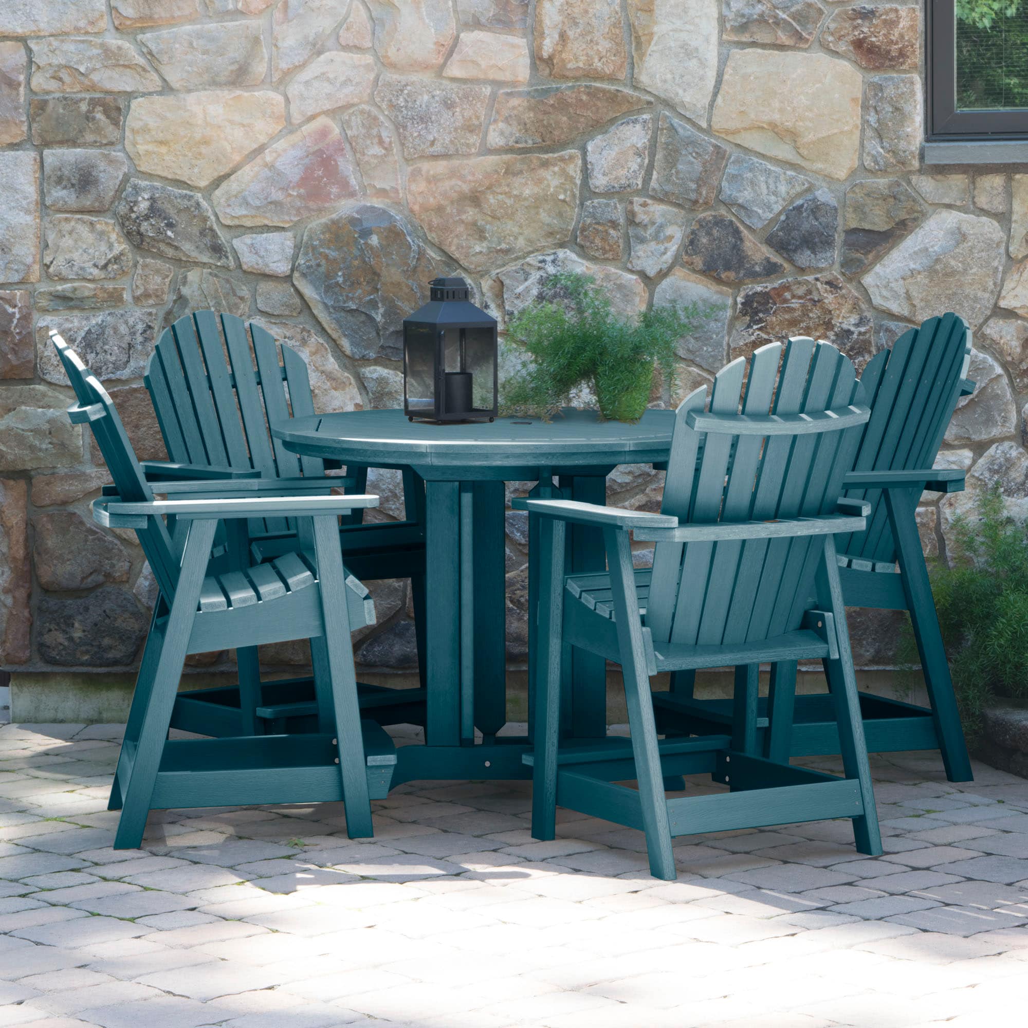 highwood The Adirondack 5-Piece Blue Patio Dining Set in the Patio