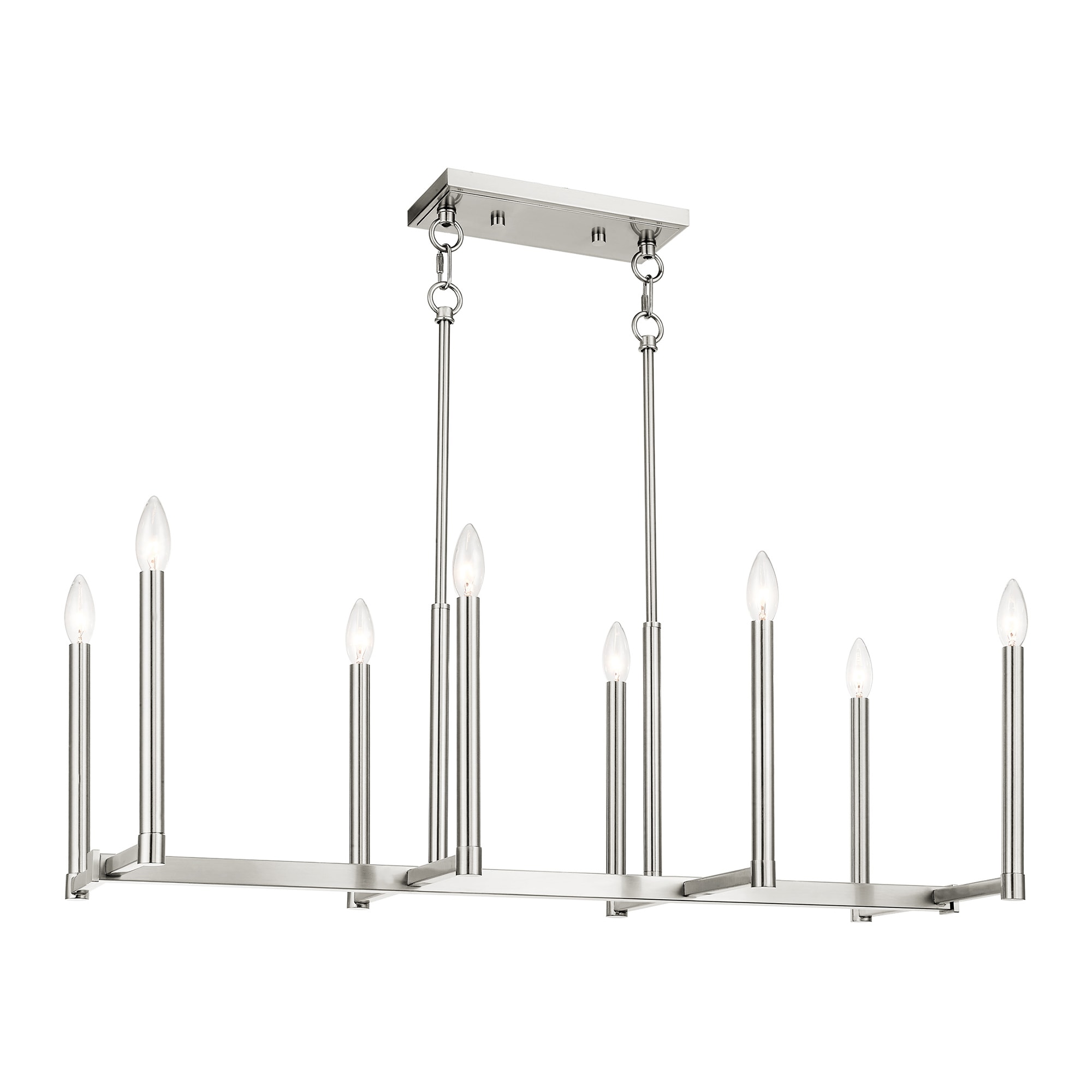 Livex Lighting 40258-91 Alpine 8 -Light Brushed Nickel Transitional For Use in Bathrooms, Bedrooms, Dining Rooms, Foyers, Kitchens, Living Rooms Chandelier