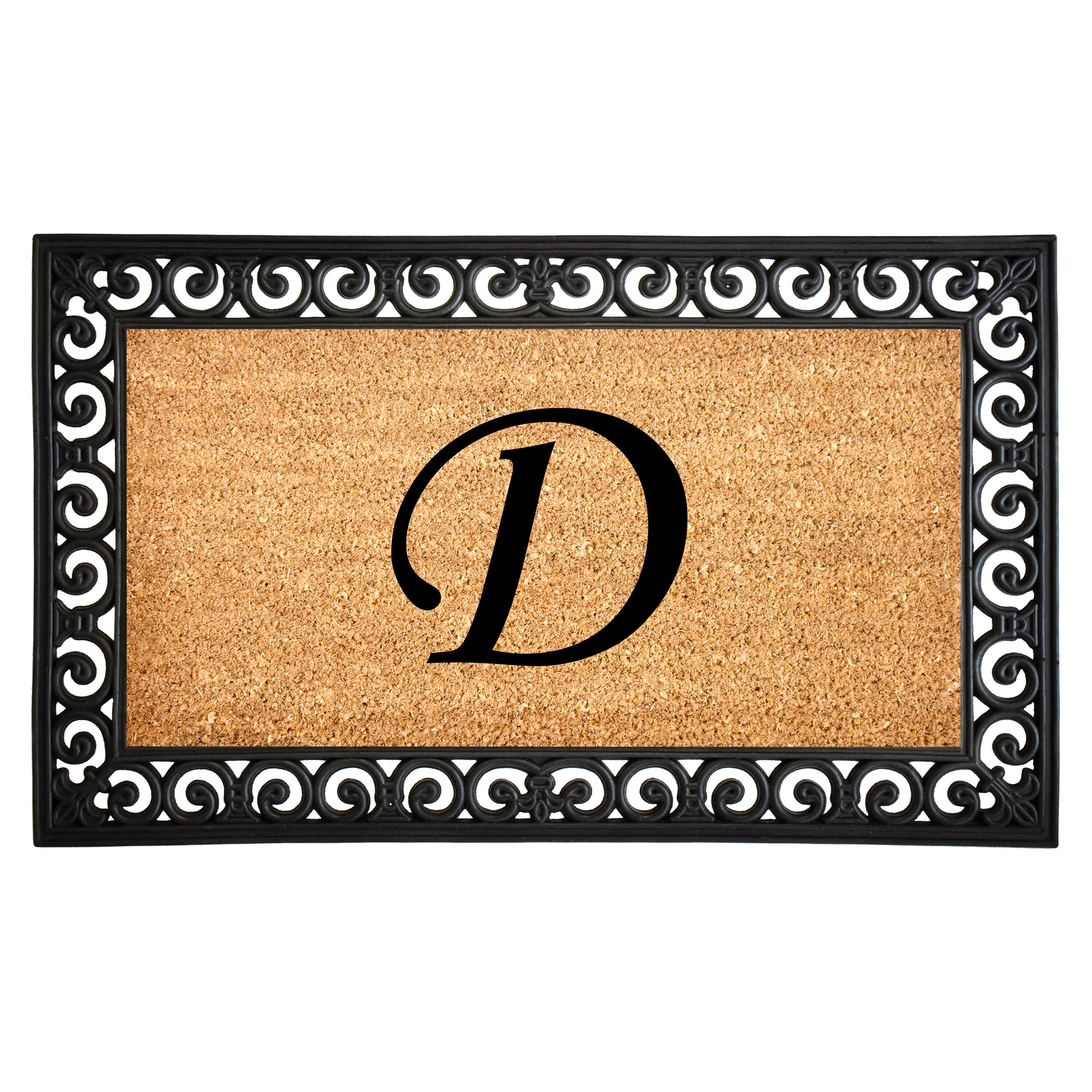 Circle Swirl Monogram Coir Door Mat, 16 x 28