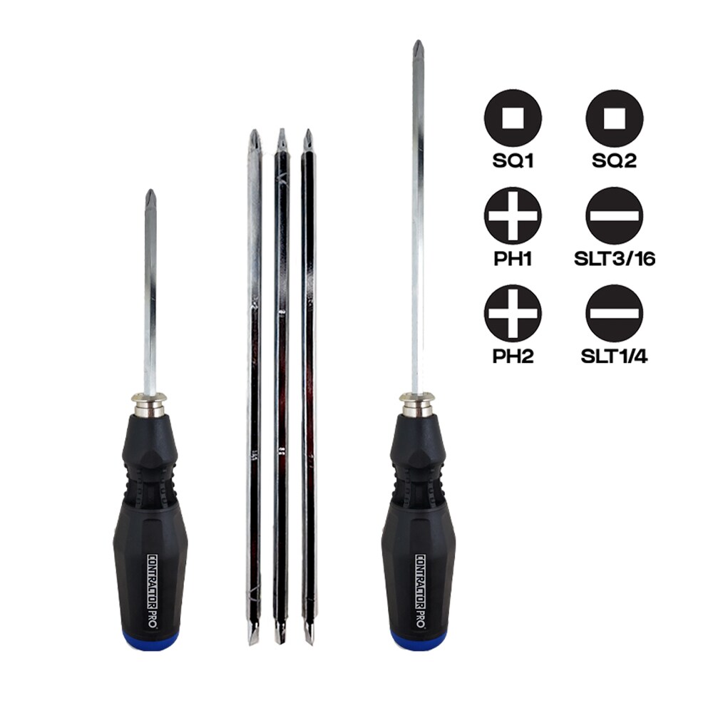 Contractor Pro 16450MX 4-Piece Plastic Handle Multi-bit Assorted Drive Screwdriver Set
