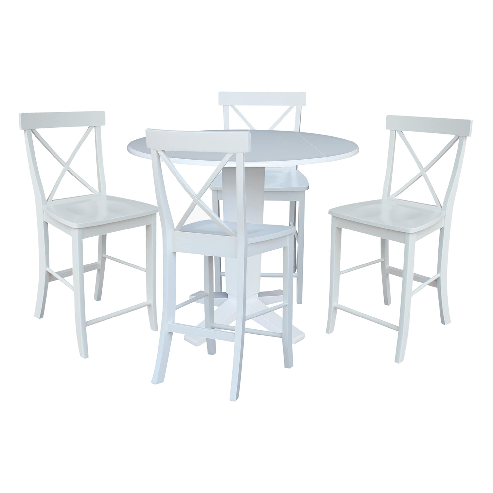International Concepts K08-42DPT-23-S6132-4 White Traditional Dining Room Set with Round Table ( Seats 4 )