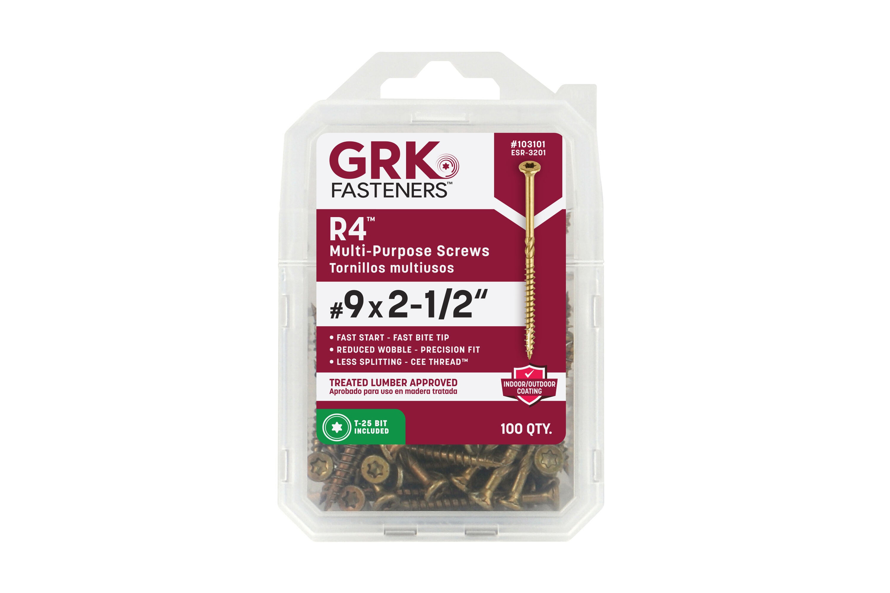 GRK 103101.0 R4 #9 x 2-1/2-in Polymer Exterior Wood screws ( 100 -Per Box )