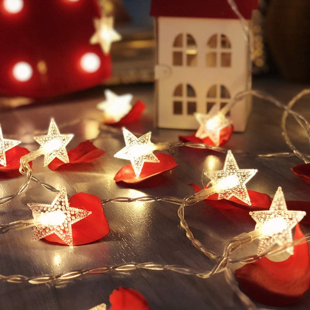Twinkle Star 49 ft 100ct LED Star String Lights; Plug in Fairy String ...