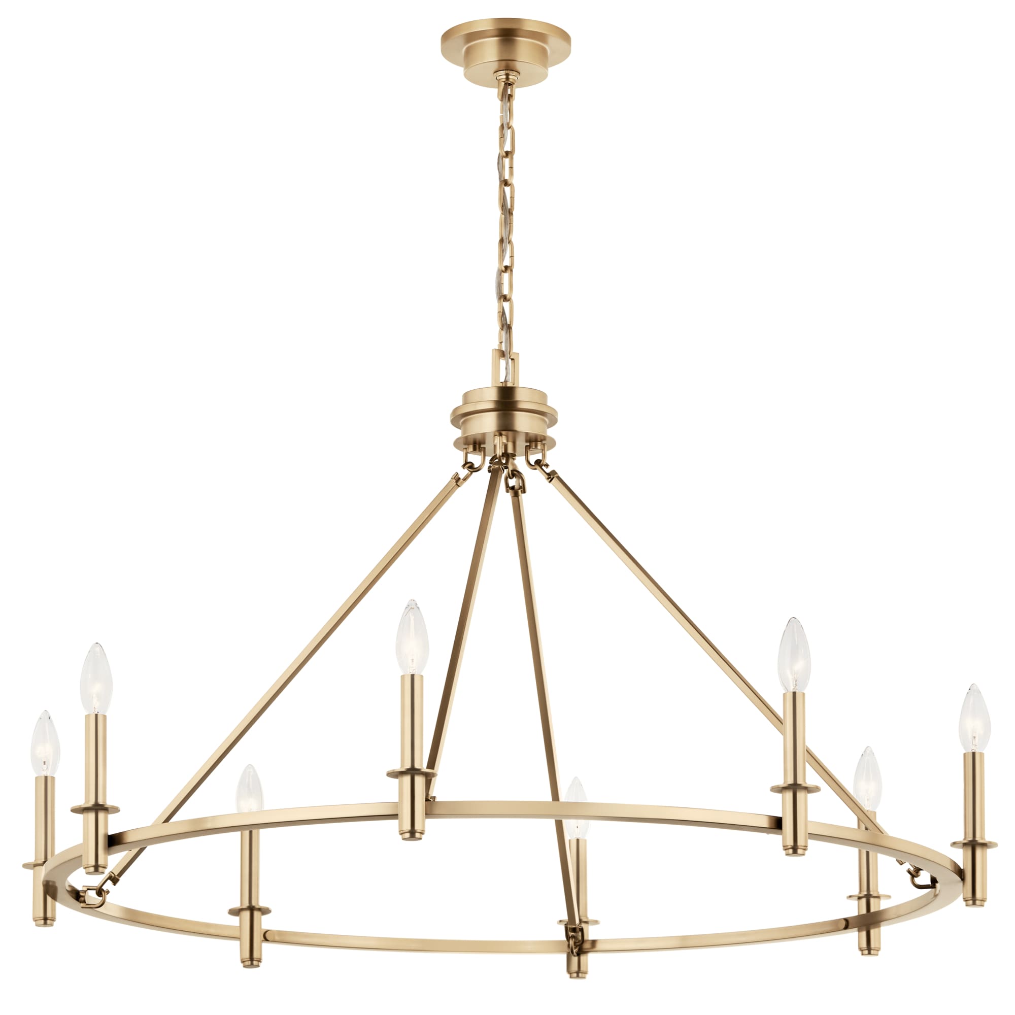 Kichler 52706CPZ Carrick 8 -Light Gold Traditional Bare bulb For Use in Bedrooms, Dining Rooms, Foyers, Kitchens, Living Rooms Chandelier