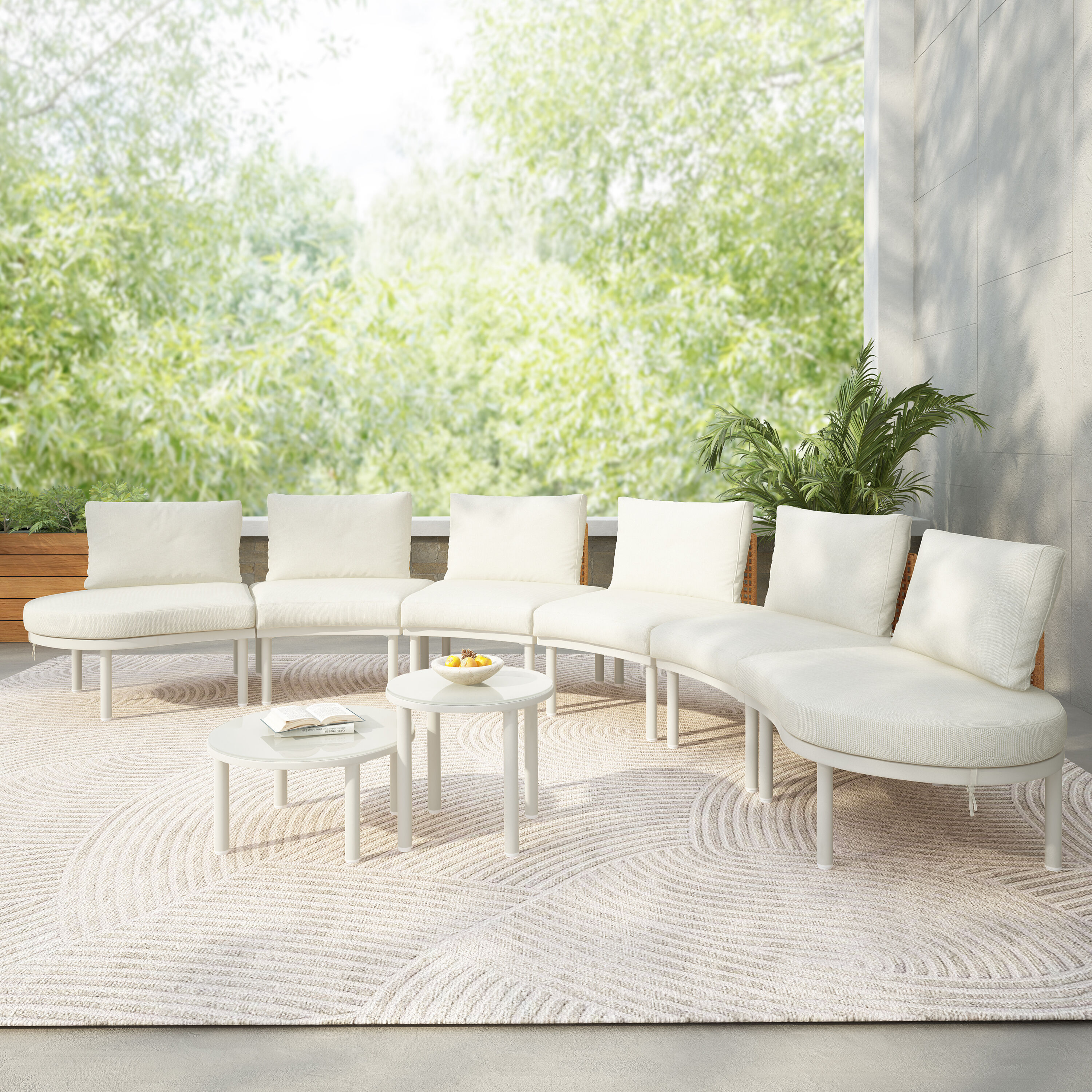 AAZJ JDU-376AAA Patio Conversation Sets 4 -Piece Patio Conversation Set with Beige Cushions