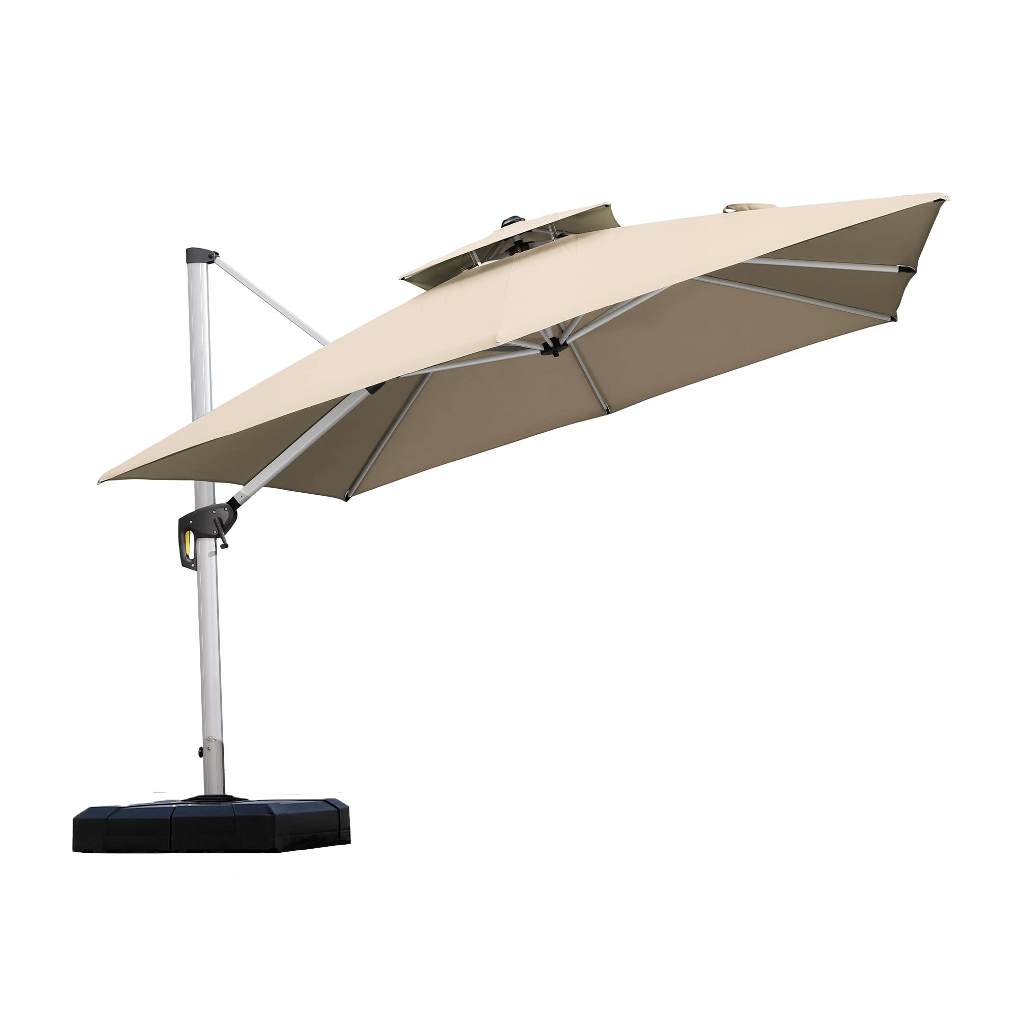 PURPLE LEAF LSLRS10-KK 10-ft Aluminum Beige Crank Cantilever Patio Umbrella