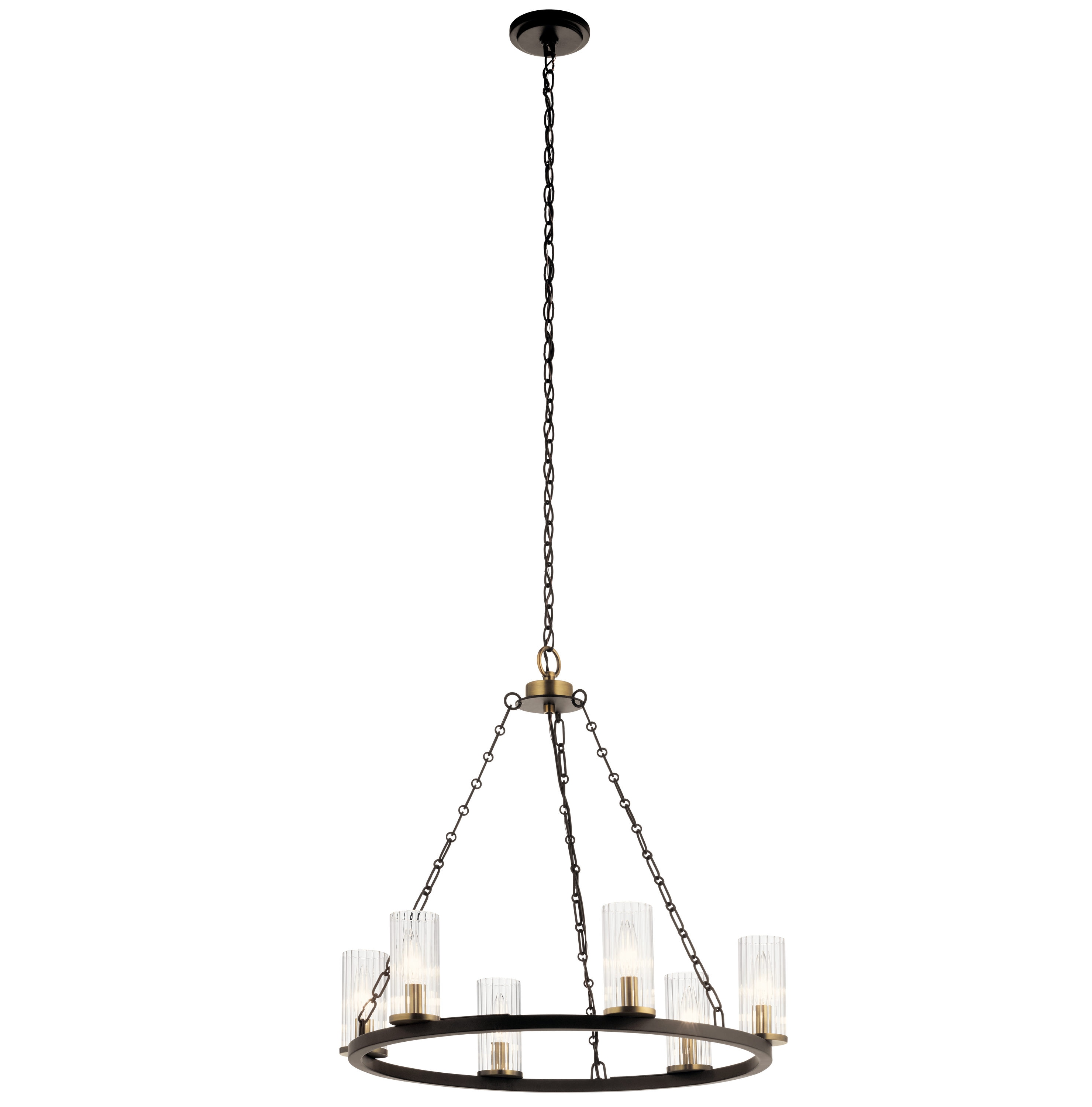 Kichler 52107OZ Mathias 6 -Light Bronze Mid-century For Use in Bedrooms, Dining Rooms, Foyers, Kitchens, Living Rooms Chandelier