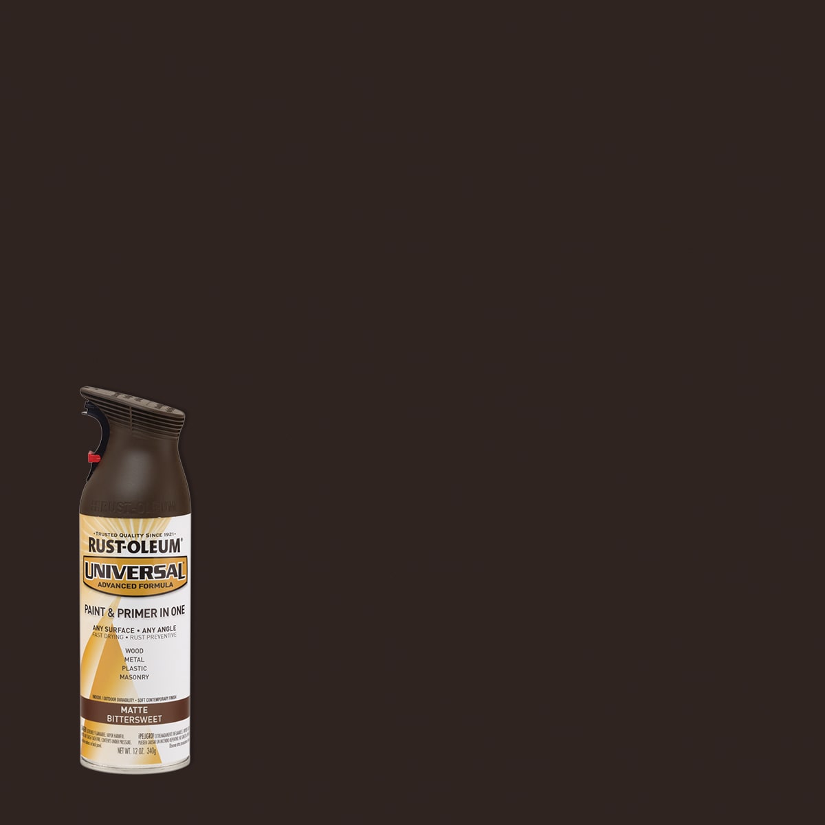 Rust-Oleum 282819 Universal Matte Bittersweet Spray Paint and Primer In One (NET WT. 12-oz)