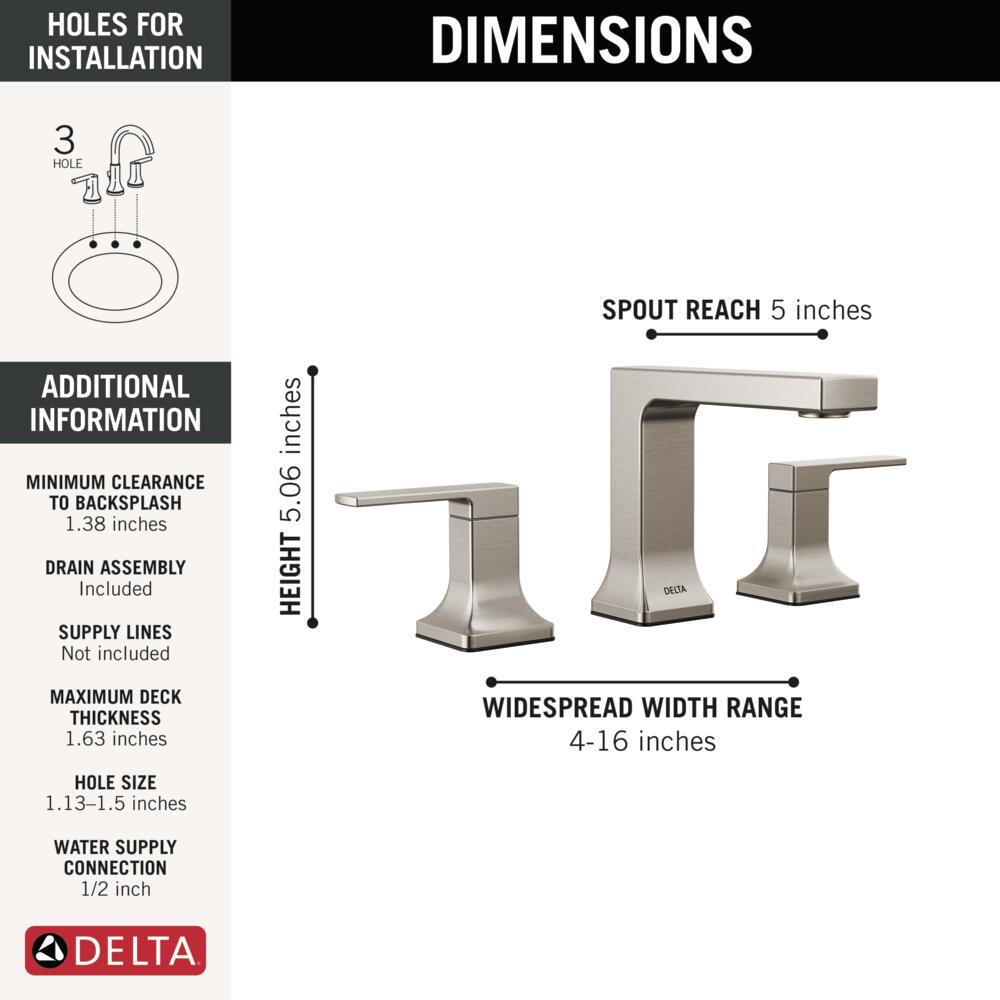 Delta Velum Stainless Widespread 2-Handle WaterSense Bathroom Sink ...