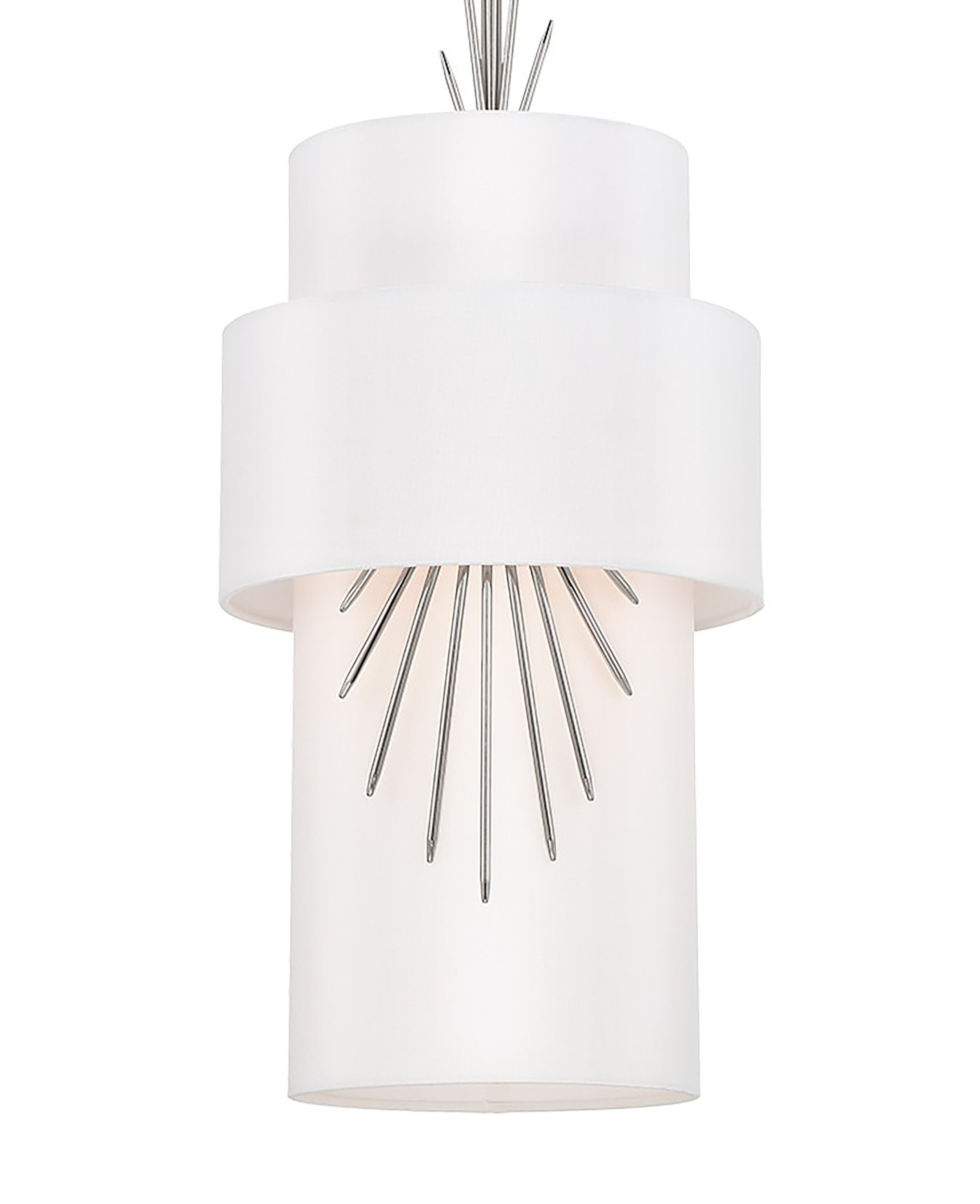 Polished Nickel Mini Pendant with White Silk Shade