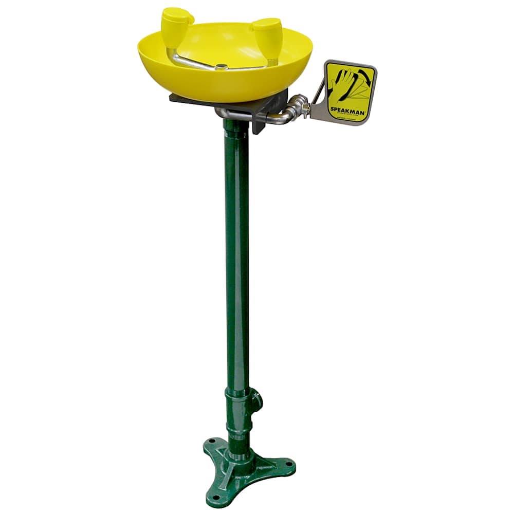 Speakman SE583 Traditional Series Pedestal Mounted Eyewash with ABS Bowl, Twin Aerated Sprays, Stay Open Ball Valve and Paddle Handle #SE-583