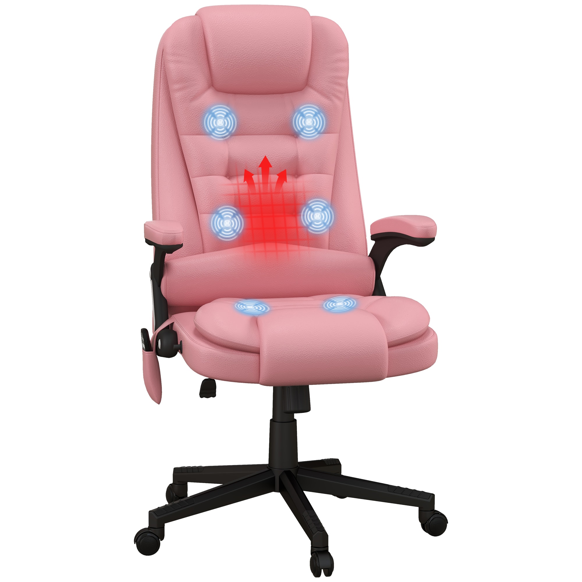 Siavonce Set of Pink Contemporary Adjustable Height Swivel Faux leather Executive Chair