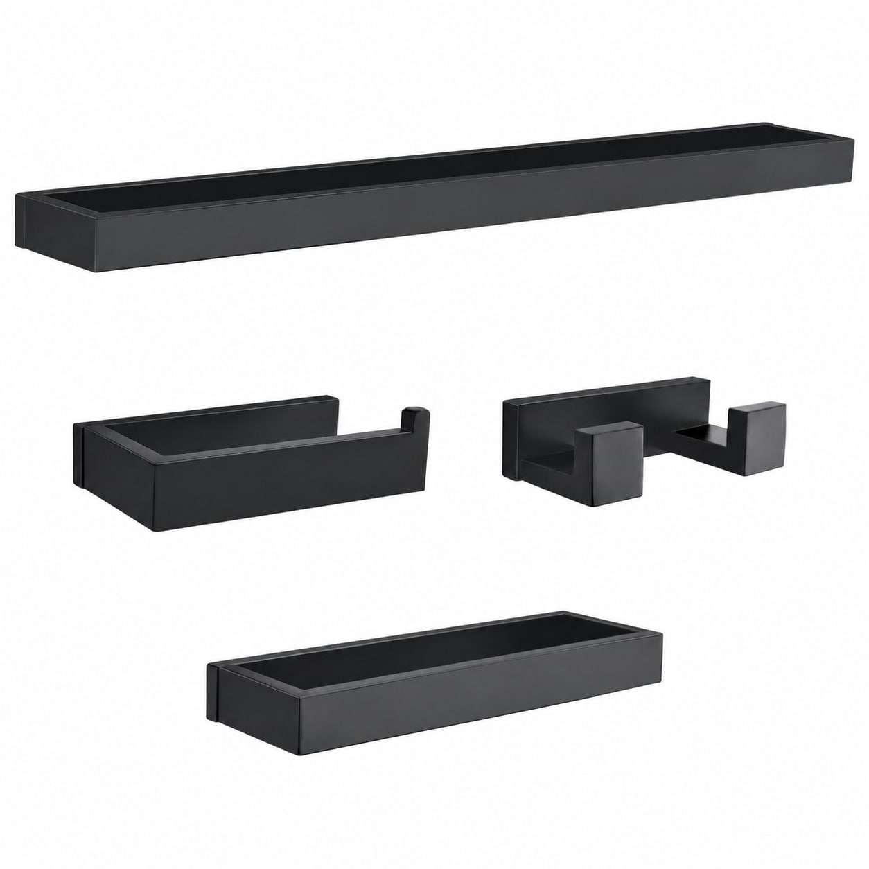 Aoibox  4 Piece Matte Black SUS304 Stainless Steel Wall Mounted 23 6 in Bathroom Towel Bar Hardware Set Kit