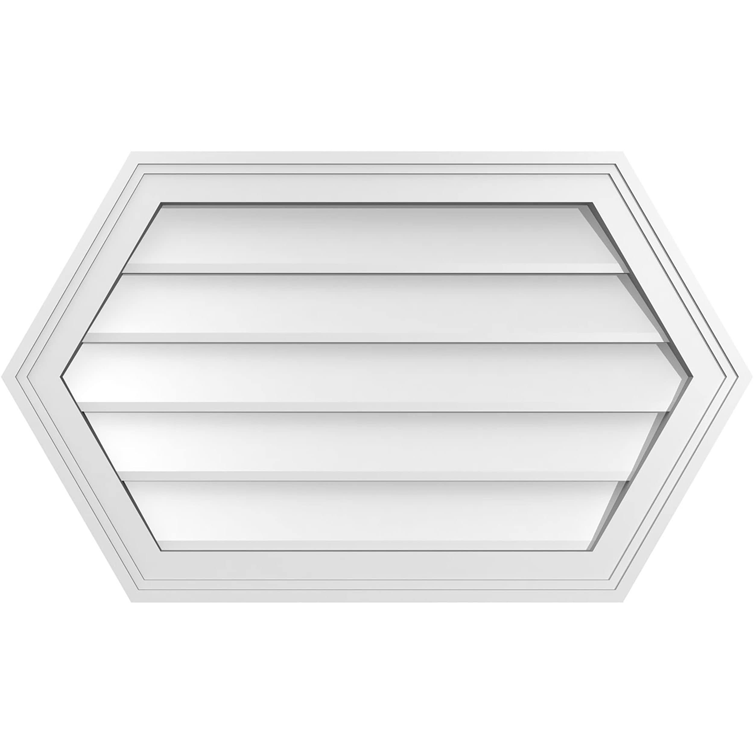 Ekena Millwork GVPHP30X1802SN 30-Inches x 18-Inches Off-white Peaked PVC Gable Louver Vent
