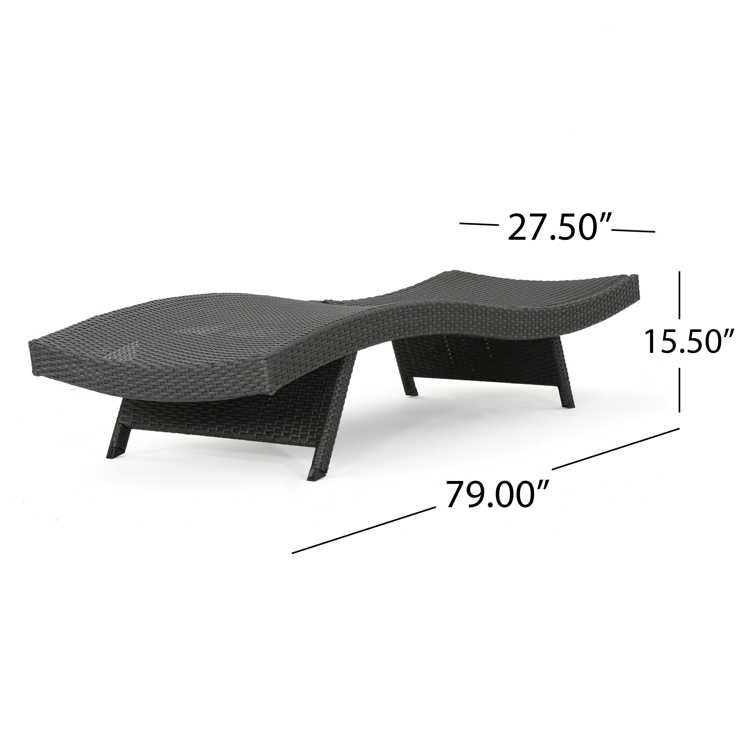 Gray Wicker Adjustable Outdoor Chaise Lounge with Iron Frame