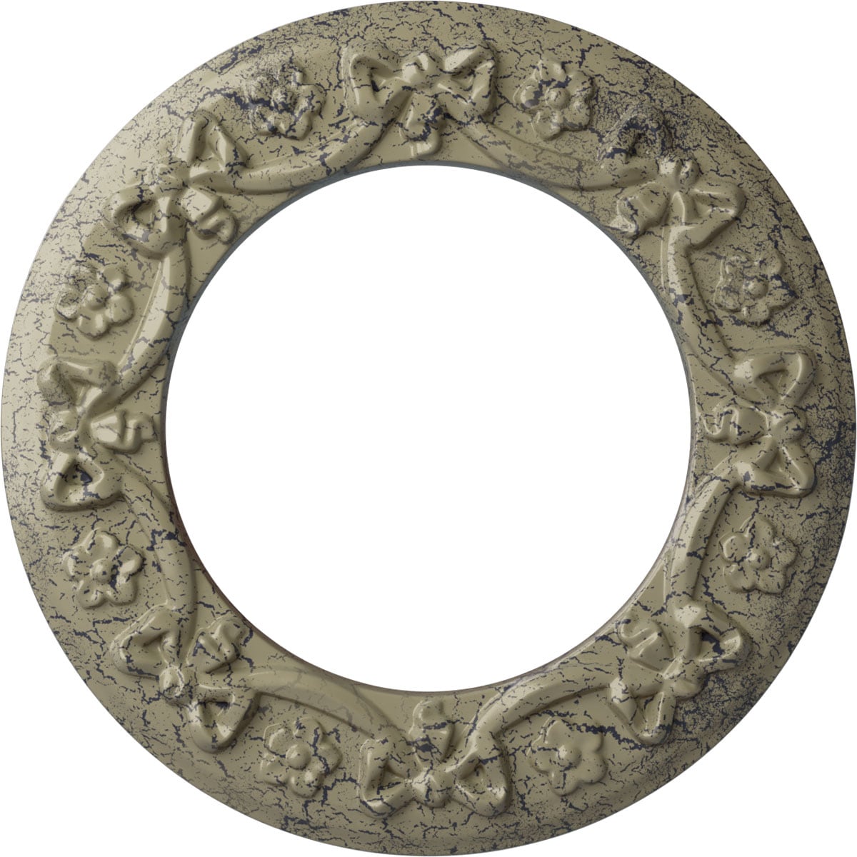 Ekena Millwork CM12RICSC Ribbon with Bow 12.25-in W x 12.25-in L Painted Castle Stone Crackle Polyurethane Whole Ceiling Medallion