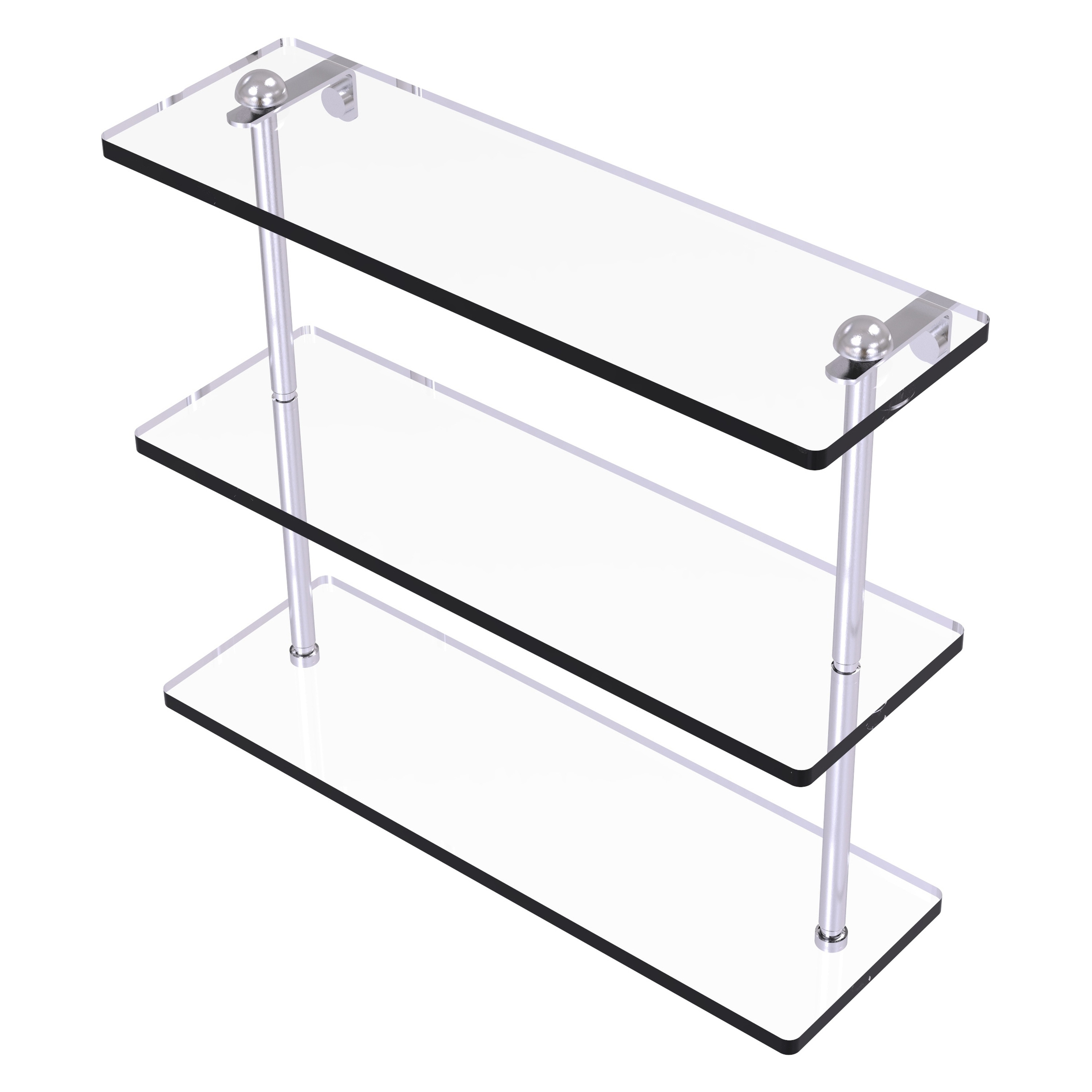Allied Brass RC-5/16-SCH Satin Chrome 3-Tier Wall Mount Corner Bathroom Shelf (16-in x 15-in x 5-in)