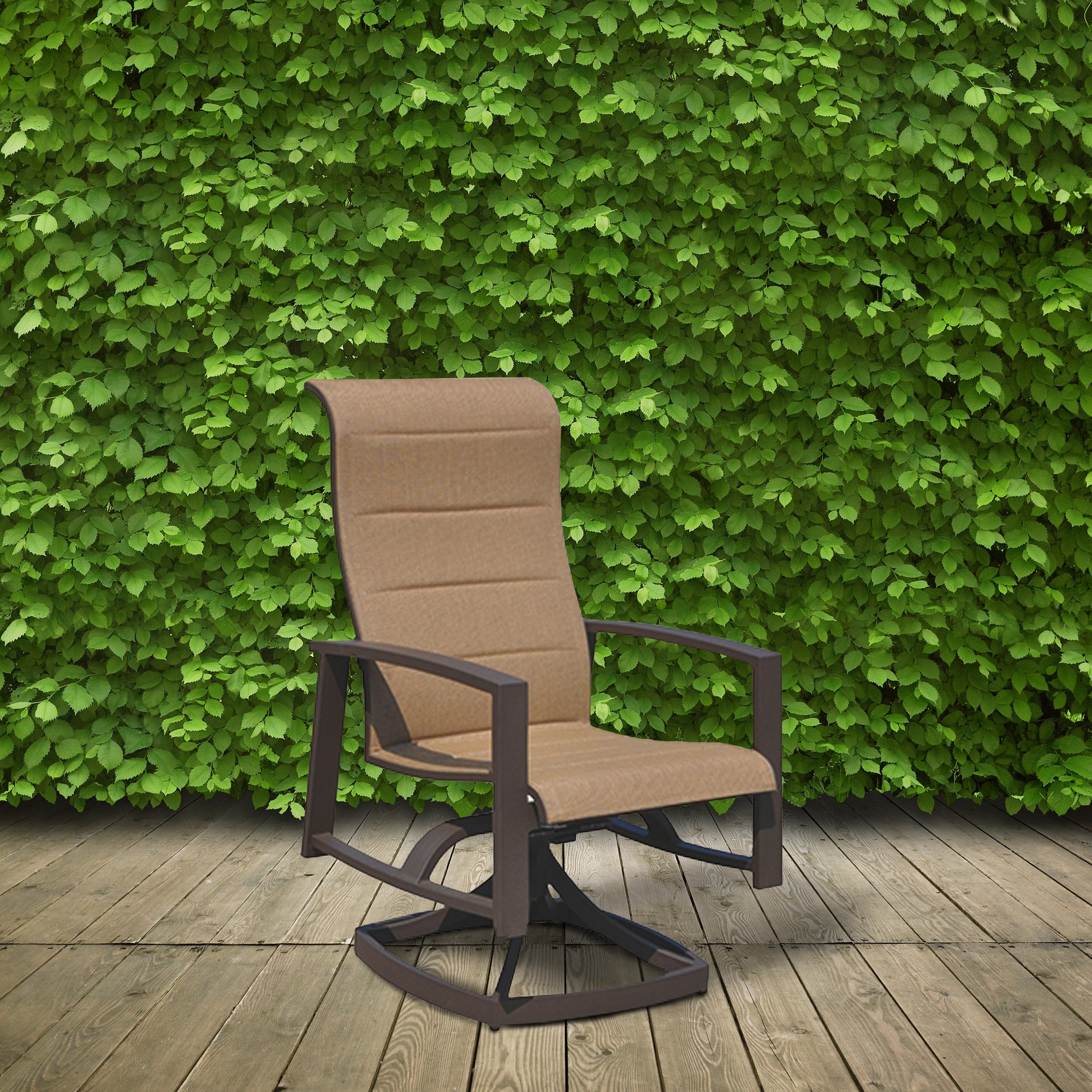 Courtyard Casual 5303 Santorini Set of 2 Brown Aluminum Frame Swivel Dining Chair with Brown Sling Seat