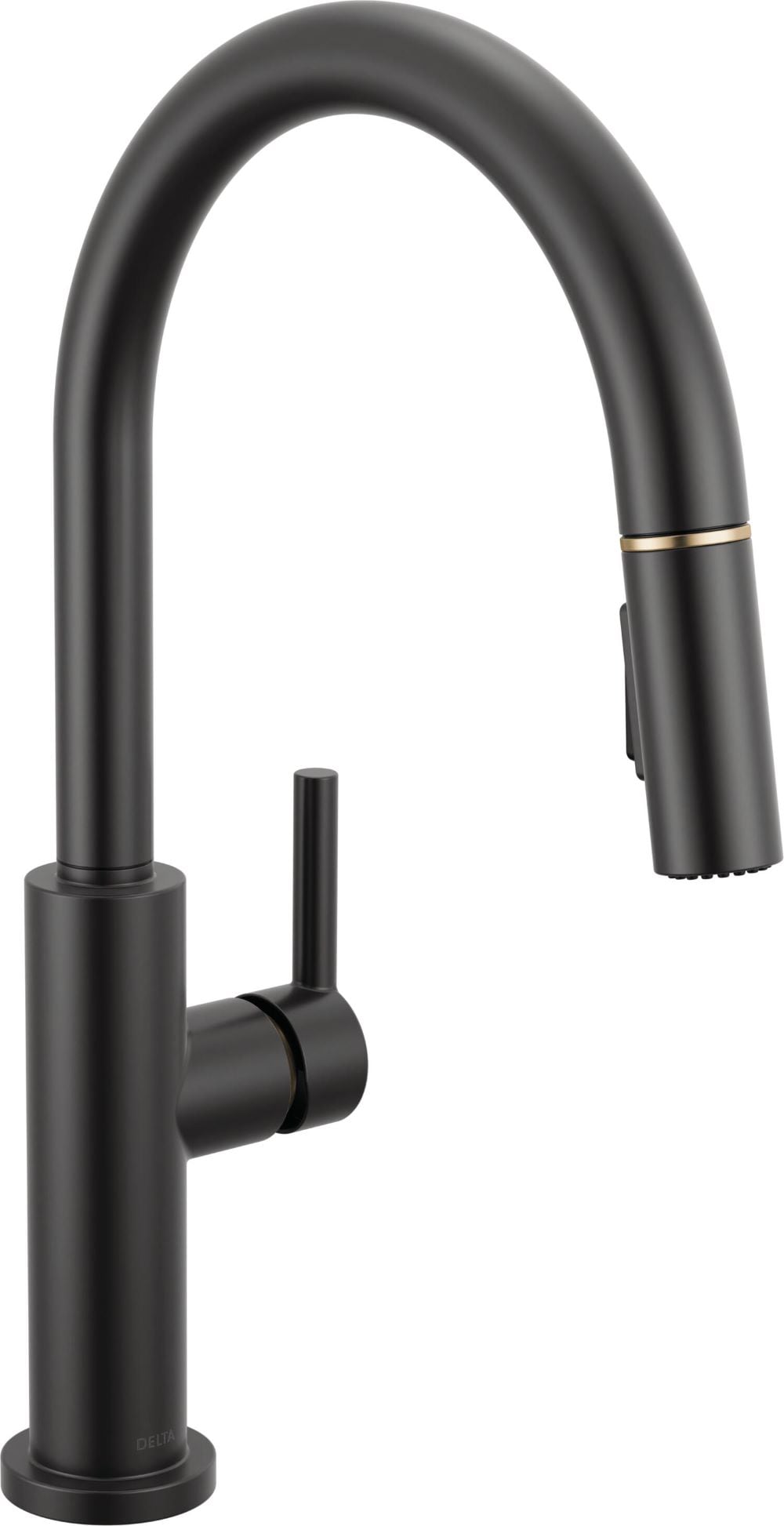 Delta 19867LF-GZ Nicoli Matte Black/Champagne Bronze Single Handle Deck-mount Pull-down Kitchen Faucet with Sprayer ( Deck Plate Included )