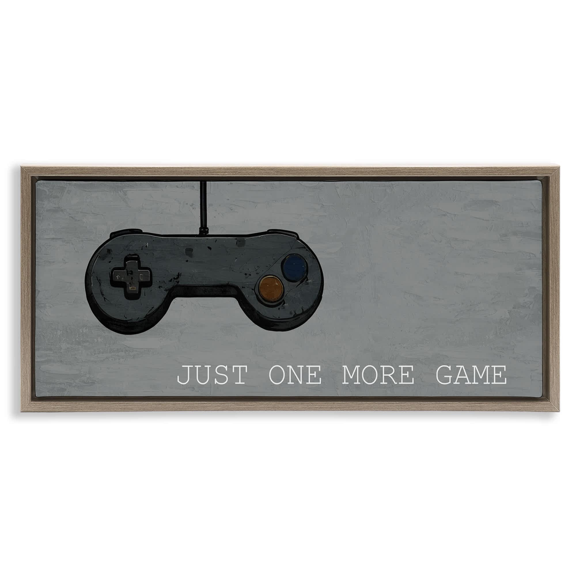 Stupell Industries BS-061-FFE-10X24 Just One More Rustic Gaming Brown Framed Floater Canvas Wall Art By Kim Allen 25 x 11