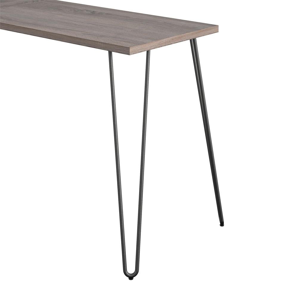 Haven Distressed Gray Oak L-Shaped Computer Desk with Riser