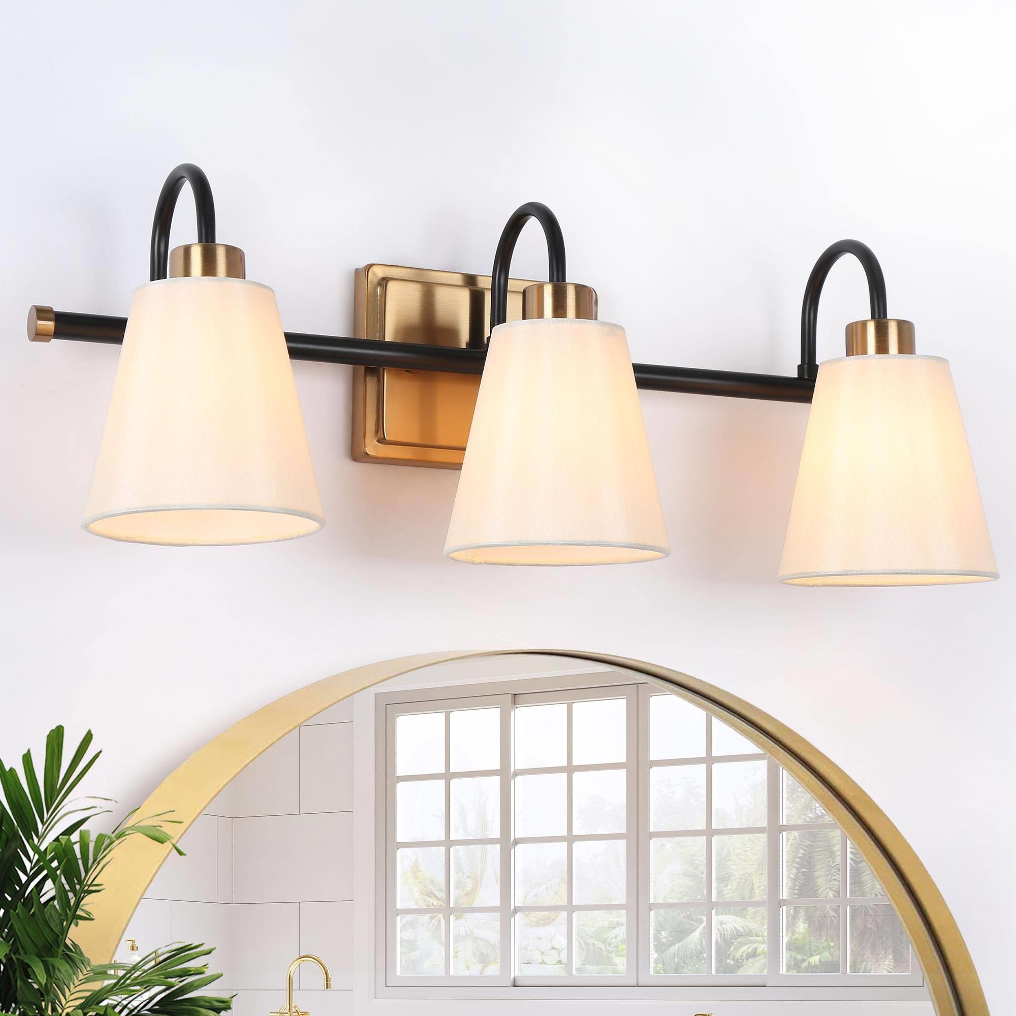 LNC U32QYBLWS71W388 CALISTA 21.7-in 3-Light Matte Gold LED Modern/Contemporary Vanity Light Bar