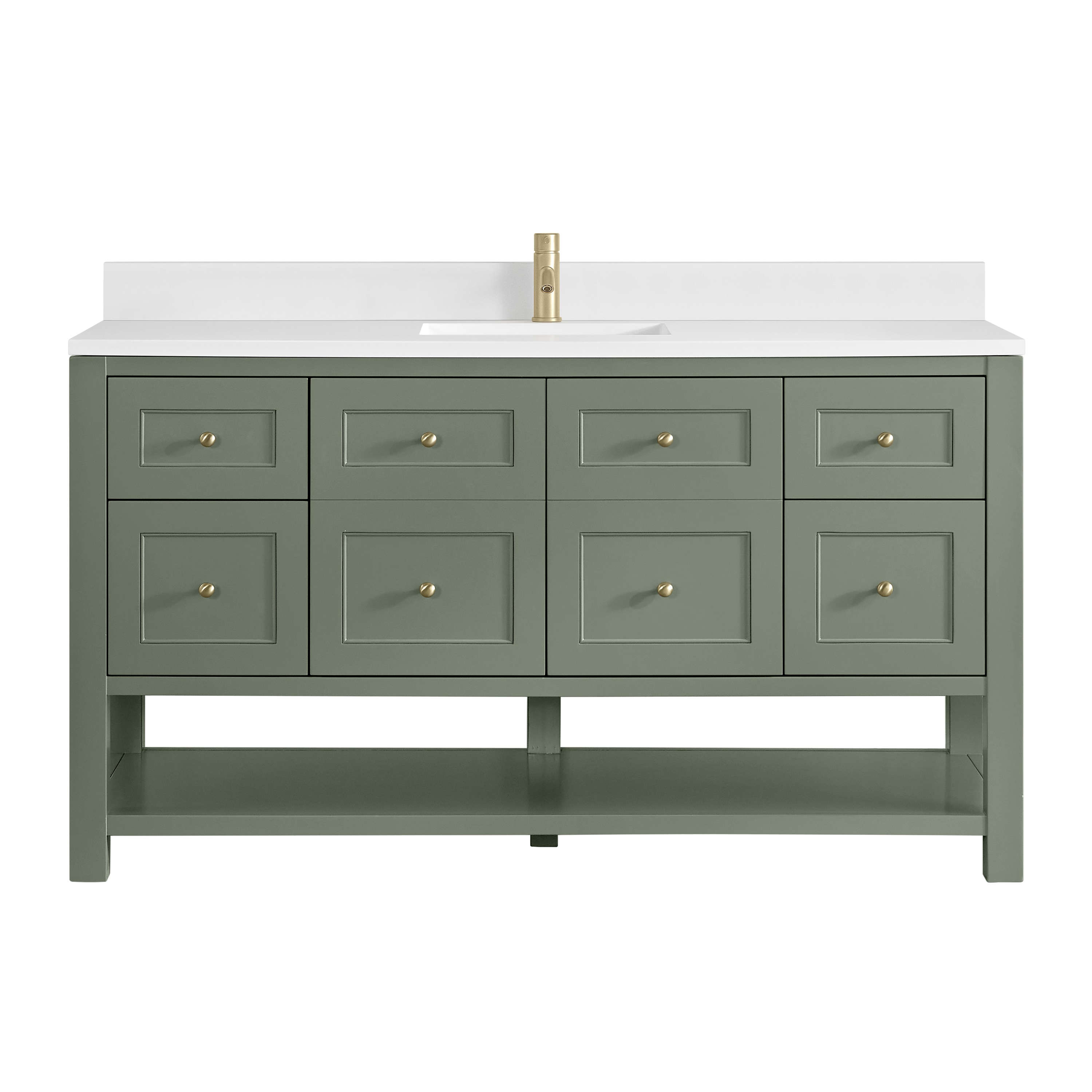 James Martin Vanities 330-V60S-SC-1WZ Breckenridge 60-in Smokey Celadon Undermount Single Sink Bathroom Vanity with White Zeus Quartz Top
