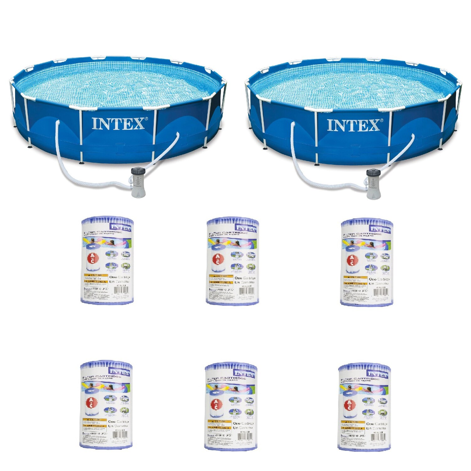 Intex 2 X 28211eh 6 X 29000e 12 Ft X 12 Ft X 30 In Metal Frame Round Above Ground Pool With 5807