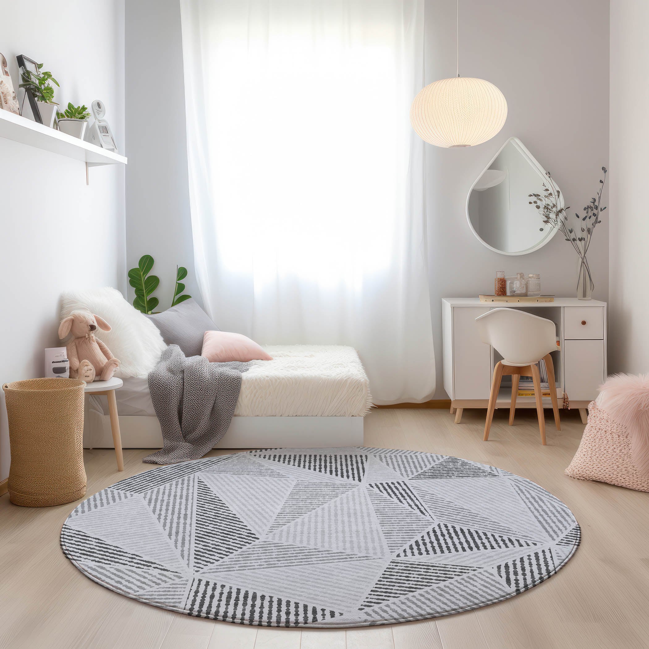 Addison Rugs ACN618GY8RO Chantille ACN618GY 8 x 8 (ft) Polyester Gray Round Indoor/Outdoor Geometric Machine washable Area rug
