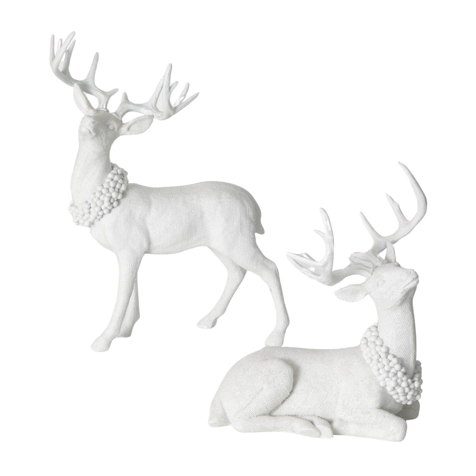 Sullivans PR2929 20-Inches Fresh Snowfall Tabletop Decoration Deer 2 -Pack Christmas Decor