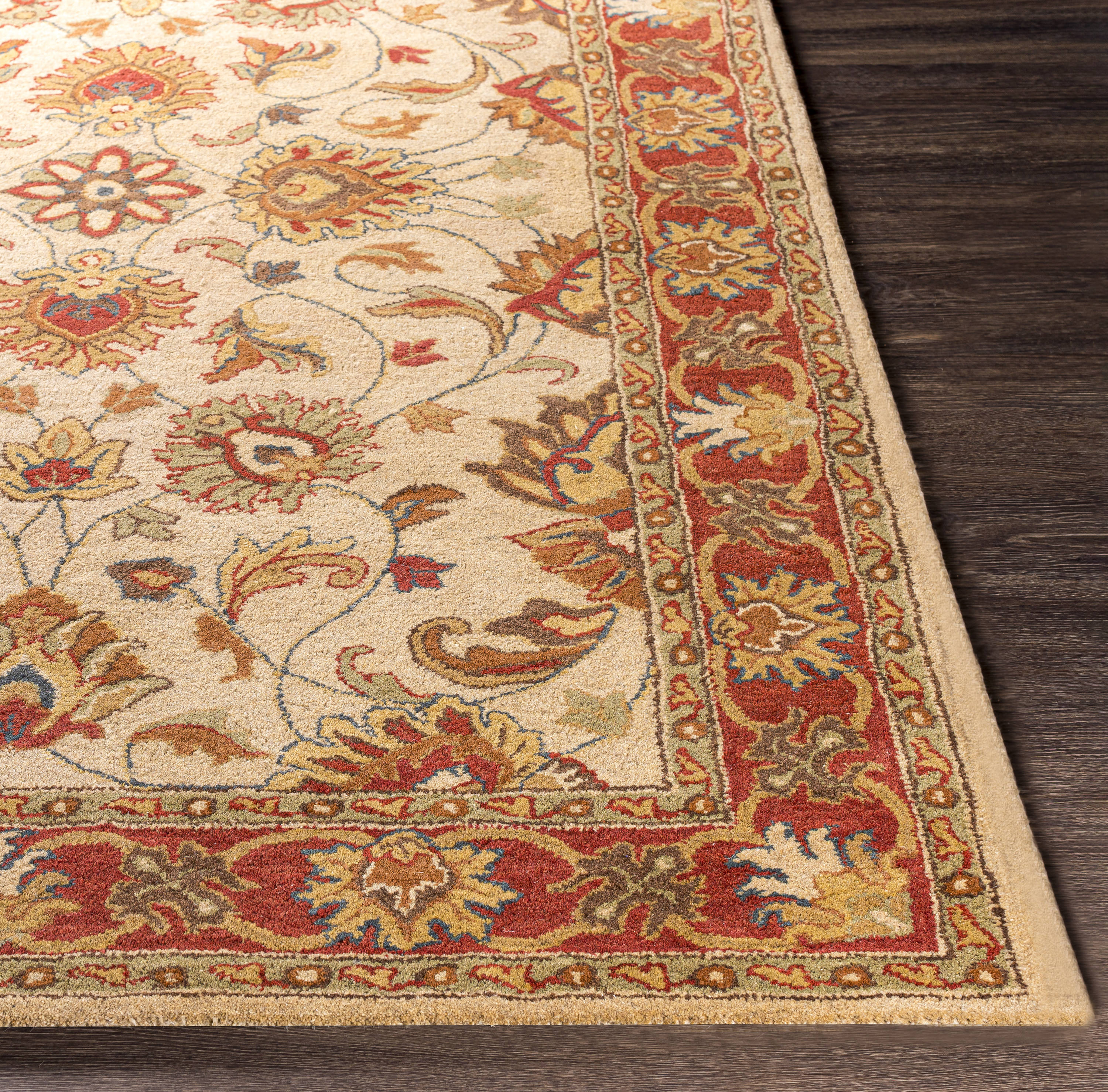 Surya Caesar 8 x 8 Wool Clay Square Indoor Border Oriental Area Rug in ...