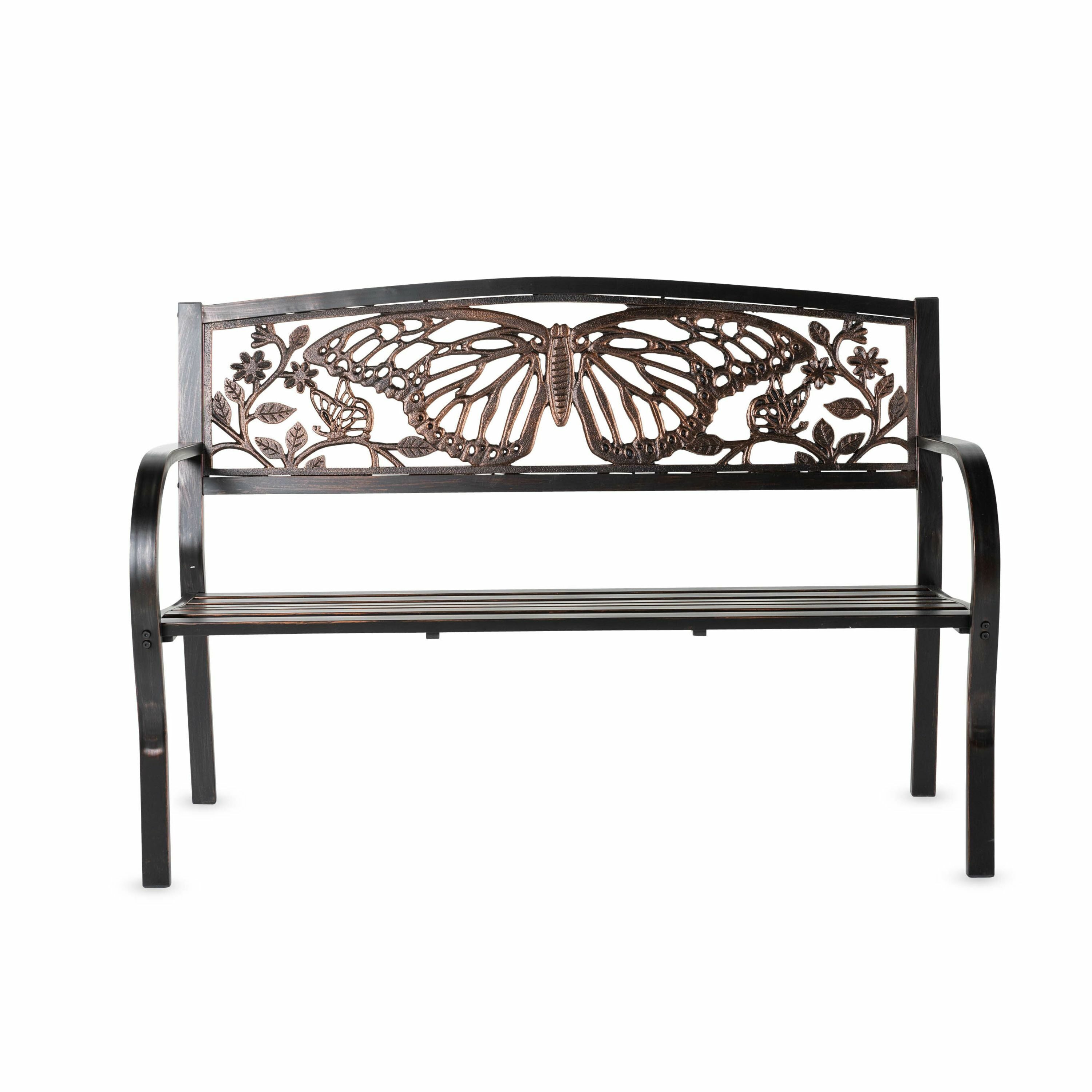Evergreen PHA072 50-Inches W x 34-Inches H Bronze Steel Garden Bench