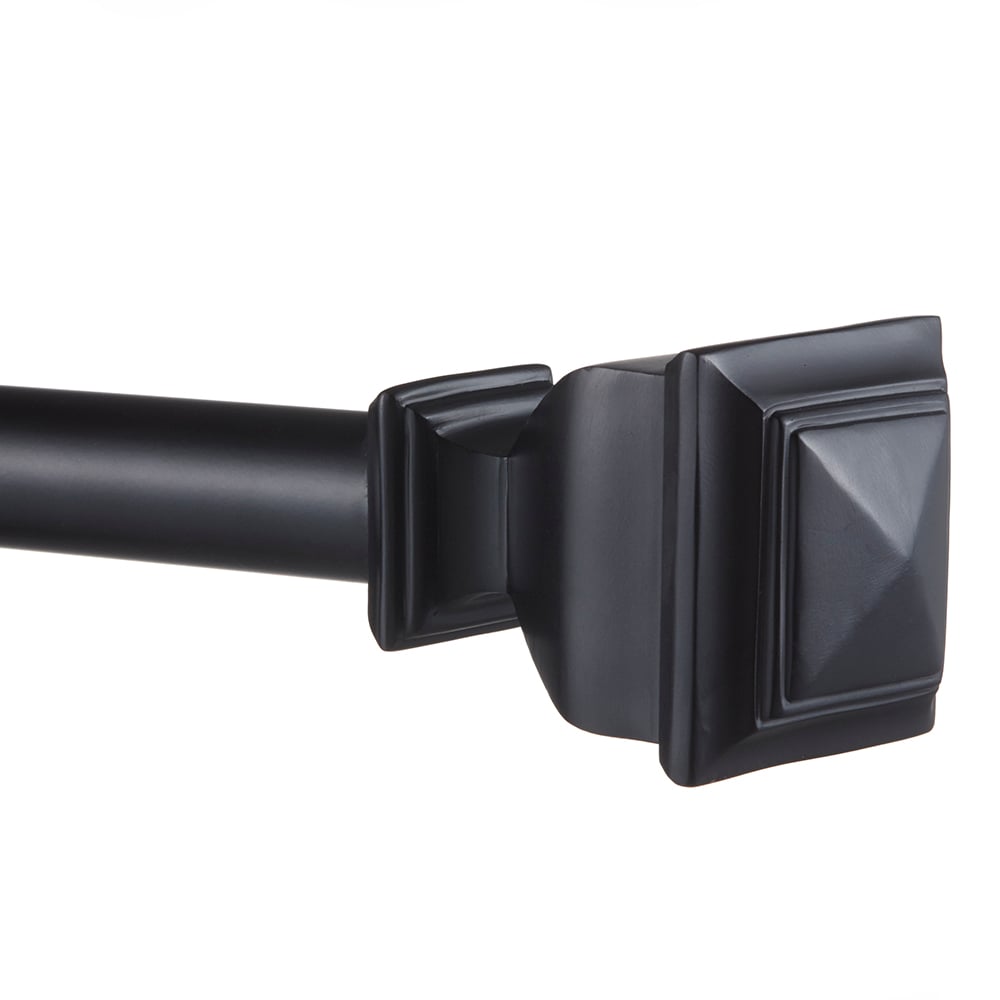 Exclusive Home ER1018-03 3672 Napoleon 36-in to 72-in Matte black Iron Single curtain rod with Finials