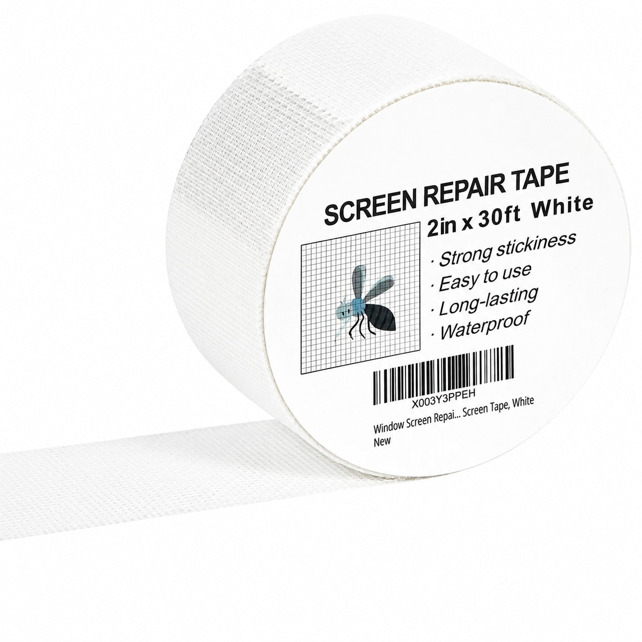 Aoibox  White Window Screen Repair Tape 2 in x 30 ft Fiberglass Mesh Patch Kit with Strong Adhesive for Doors