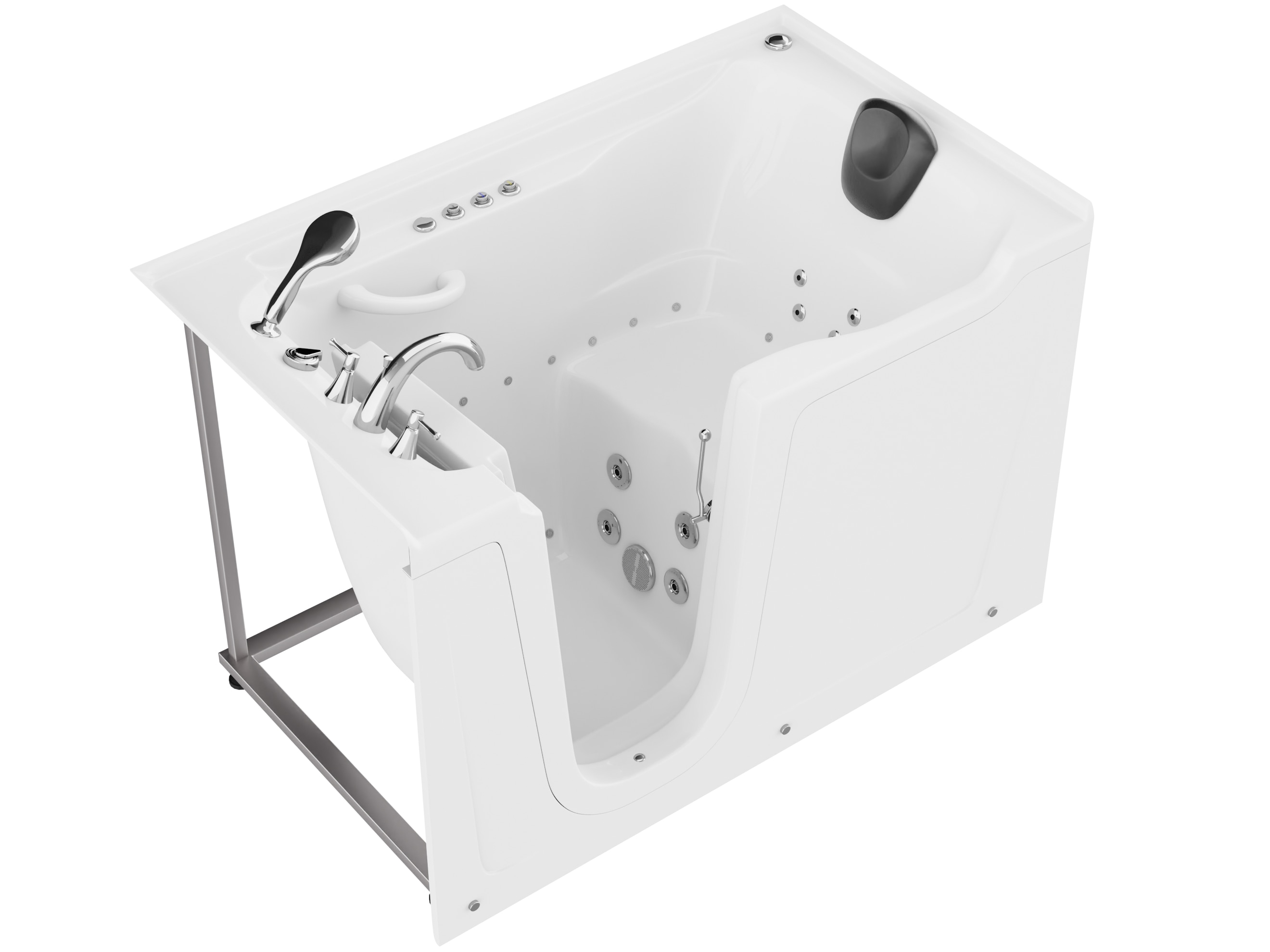 Endurance WTLSX Series 35.88-in x 59.75-in White Acrylic Rectangle Walk-in Whirlpool and Air Bath Combination Tub with Faucet Hand Shower with Drain ( Left Drain )