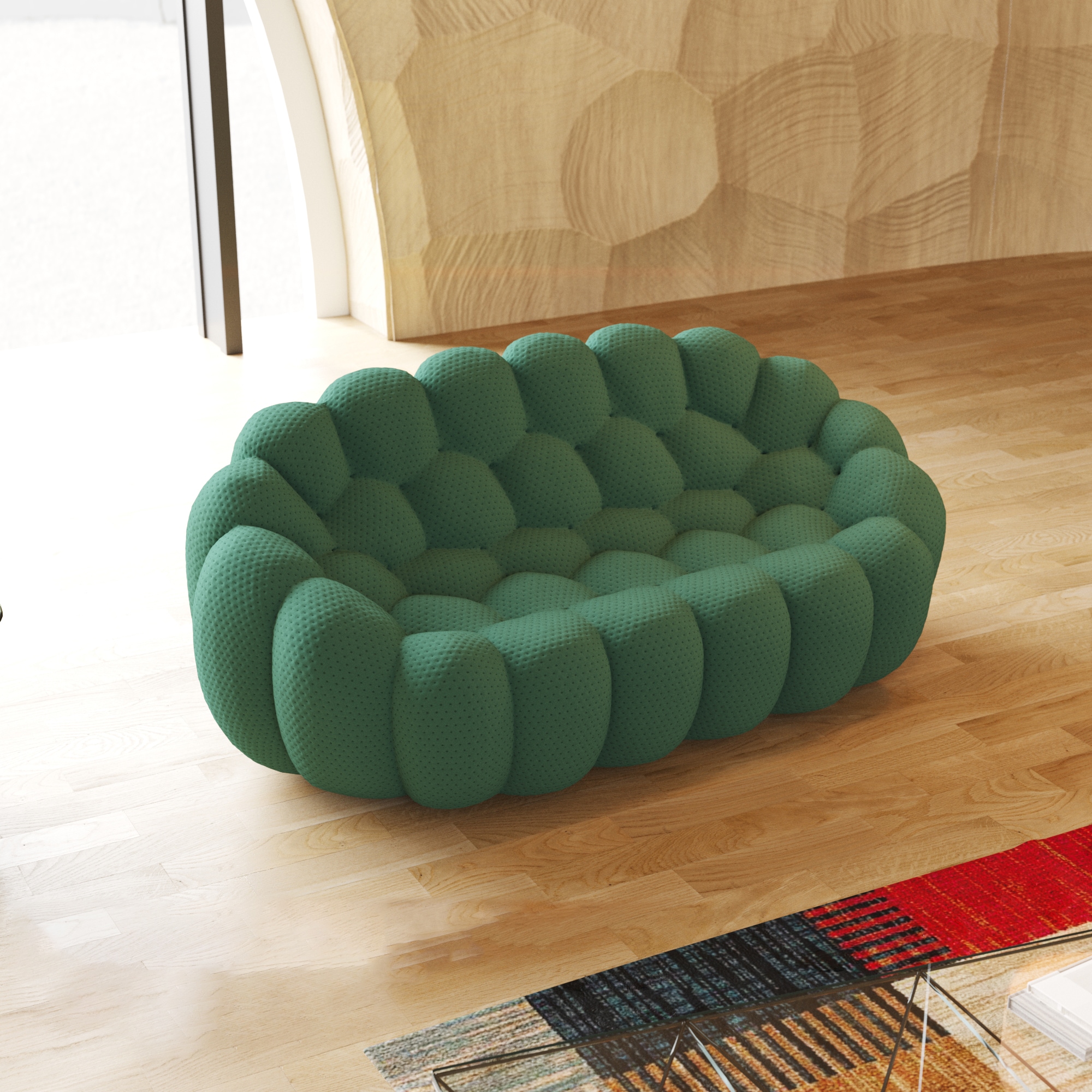 BuotiqHom DH-SF2-133GN 78.7-in Casual Green 5 -seater Loveseat