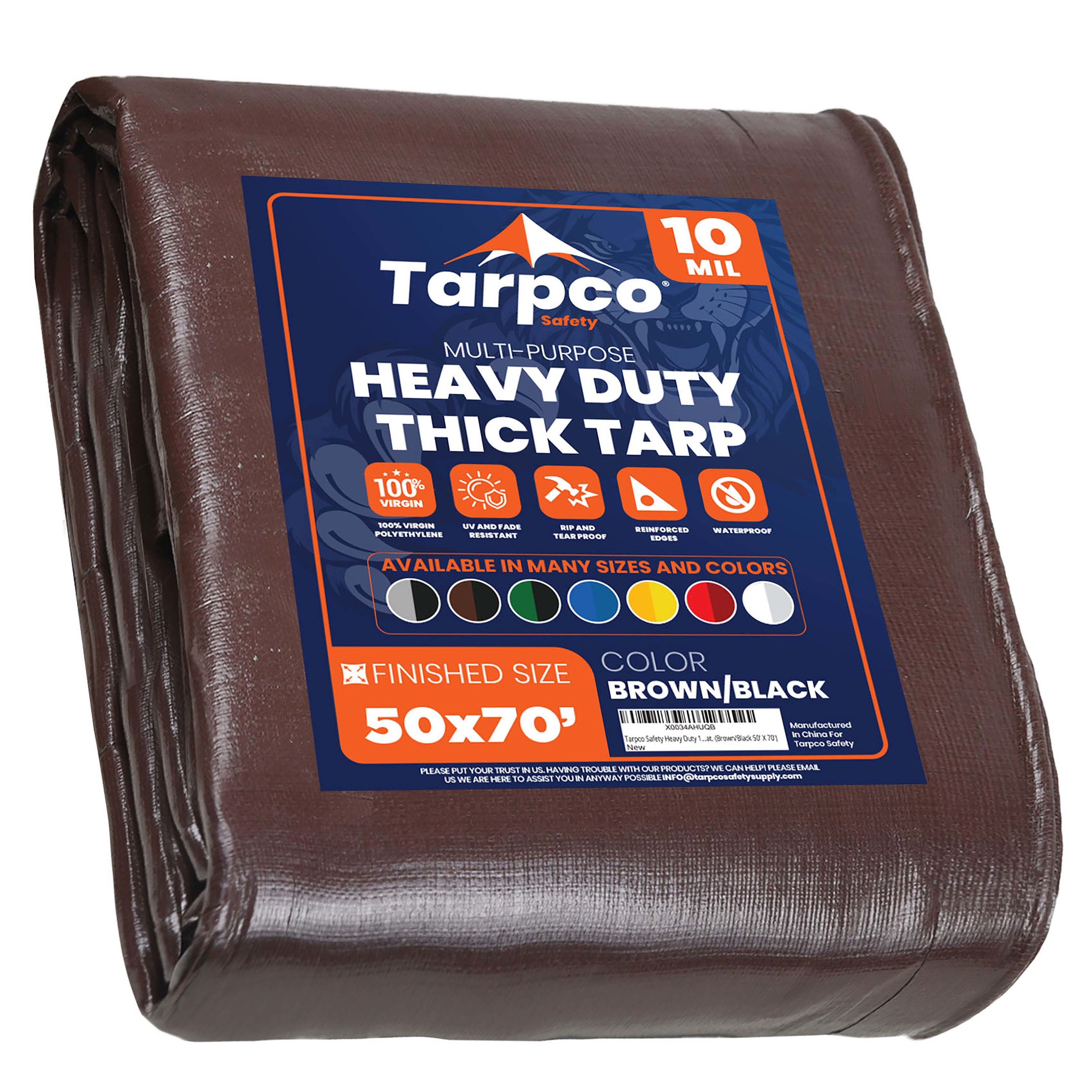 Tarpco Safety TS-152-50X70 50-ft x 70-ft Brown Waterproof Commercial Polyethylene 10-Mils Tarp