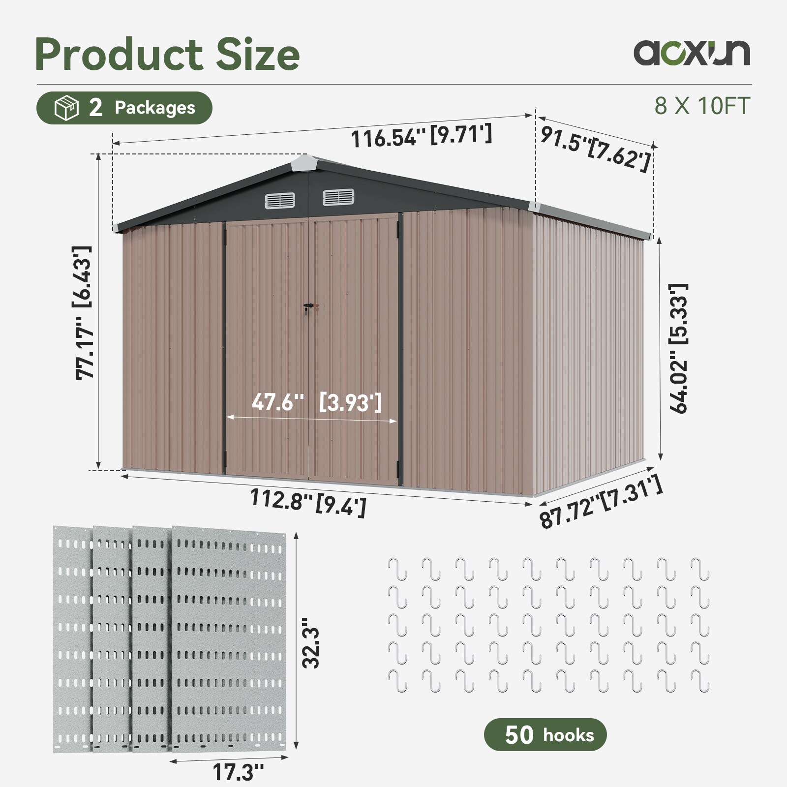 AOXUN AX-03808B Metal-Storage-Buildings-Sheds - View #5