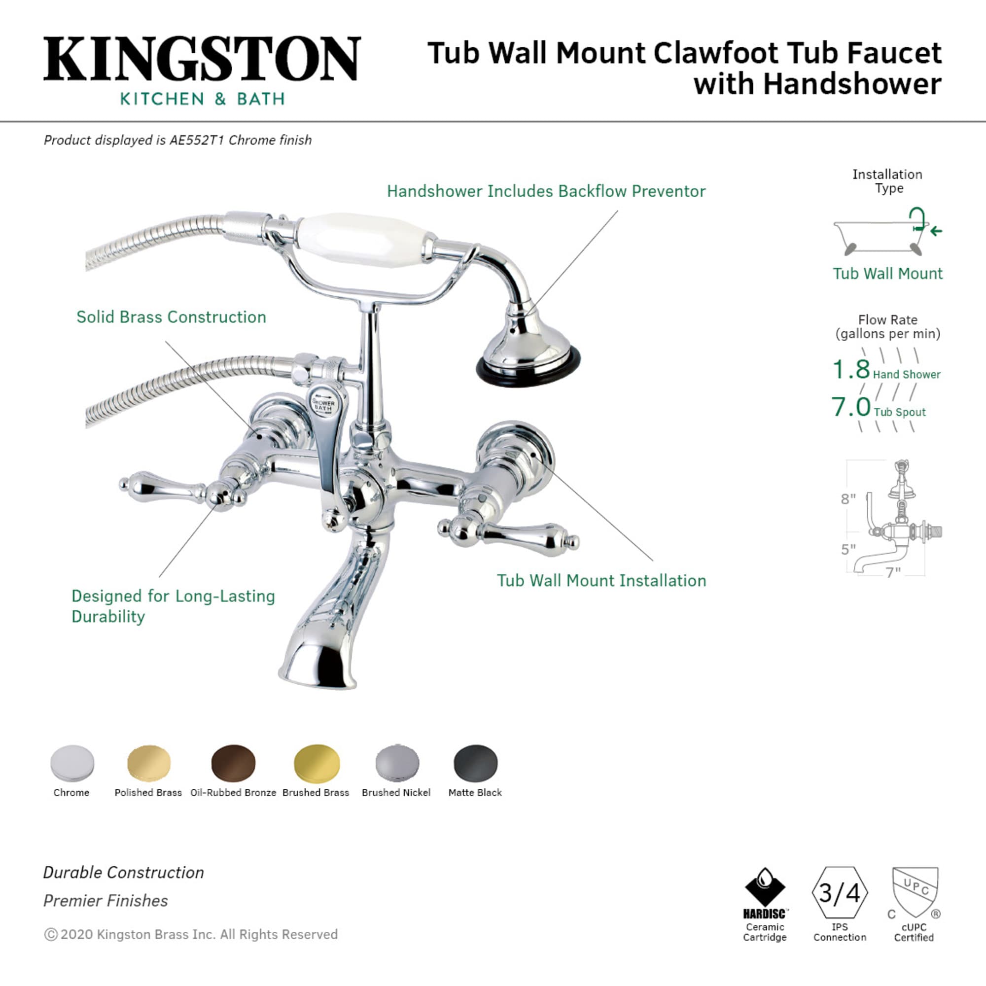 Kingston Brass WLAE551T2 Roman-Tub-Faucets - View #3