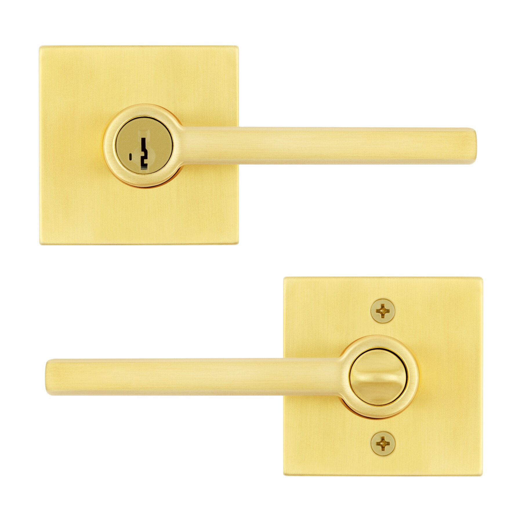 THE DOOR SIGNATURE door handle in Satin Brass and Satin Brass
