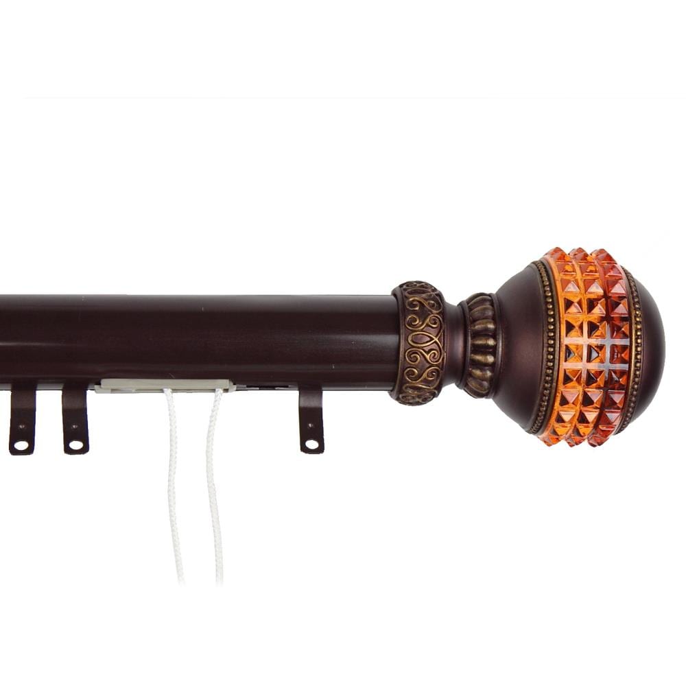 Rod Desyne DTS-51-667 66-in to 120-in Mahogany Steel Traverse curtain rod with Finials