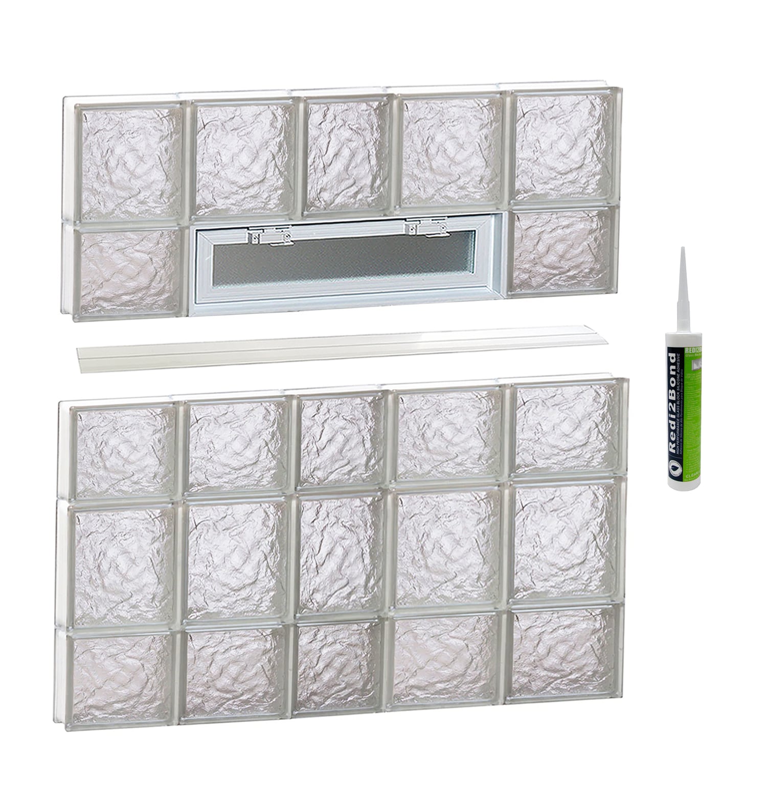REDI2SET V3834IS Ice Glass 36-3/4-in x 32-3/4-in Frameless Replacement Vented Glass Block Window