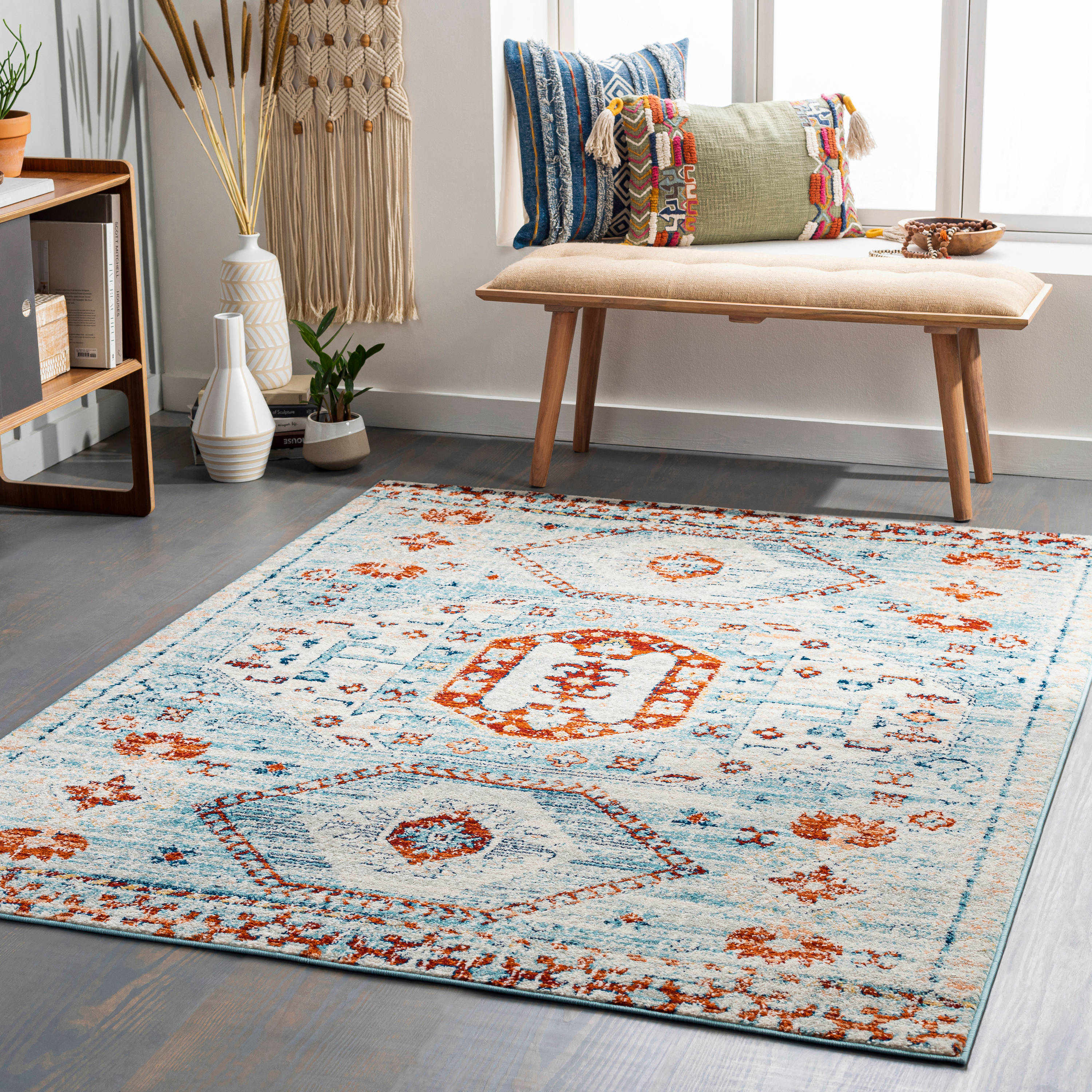 Artistic Weavers TVZ2319-71010 Tevazu 8 X 10 (ft) Light Blue Indoor Medallion Oriental Area Rug