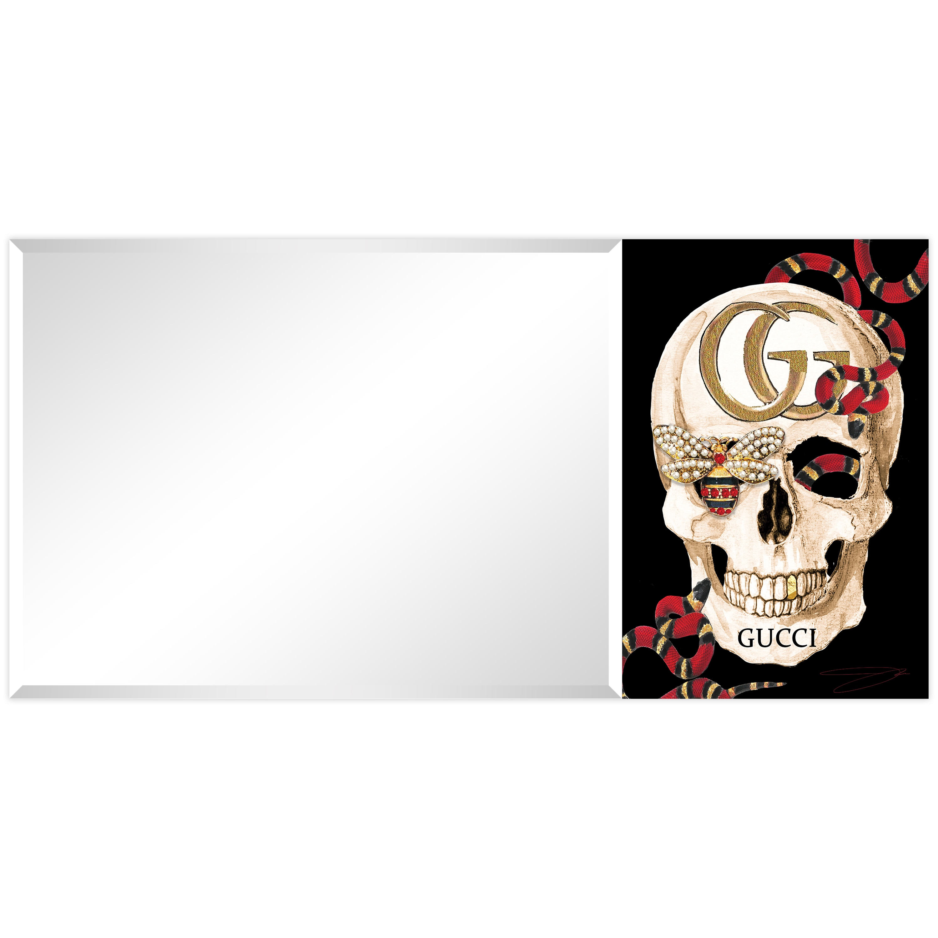 Empire Art Direct TAM-JP6021-2448R Tempered Glass Frame Wall Mirror 48-Inches W x 24-Inches H Rectangle Multiple colors/finishes Beveled Wall Mirror