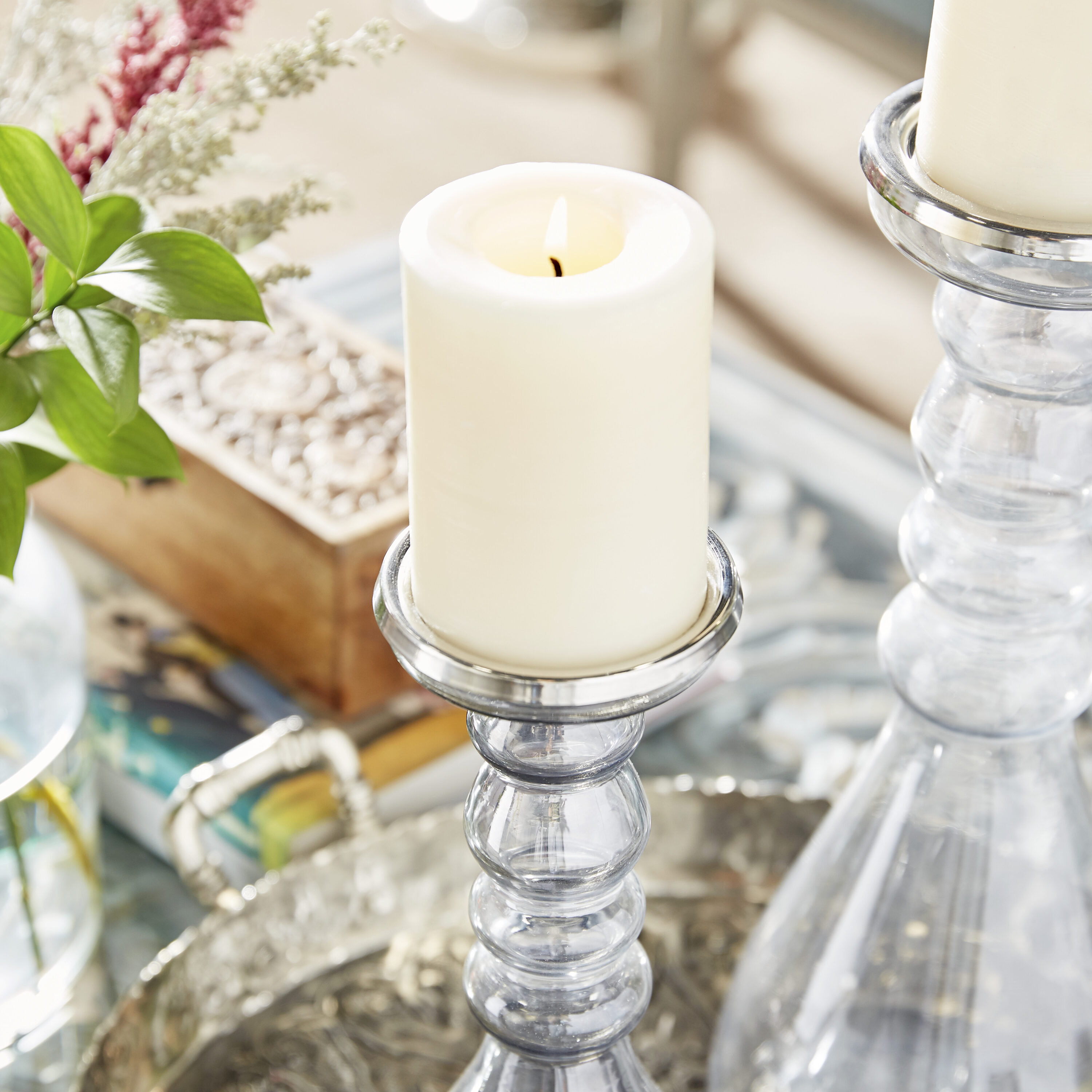 Novogratz Silver Aluminum Candle Holder (Set of 2)