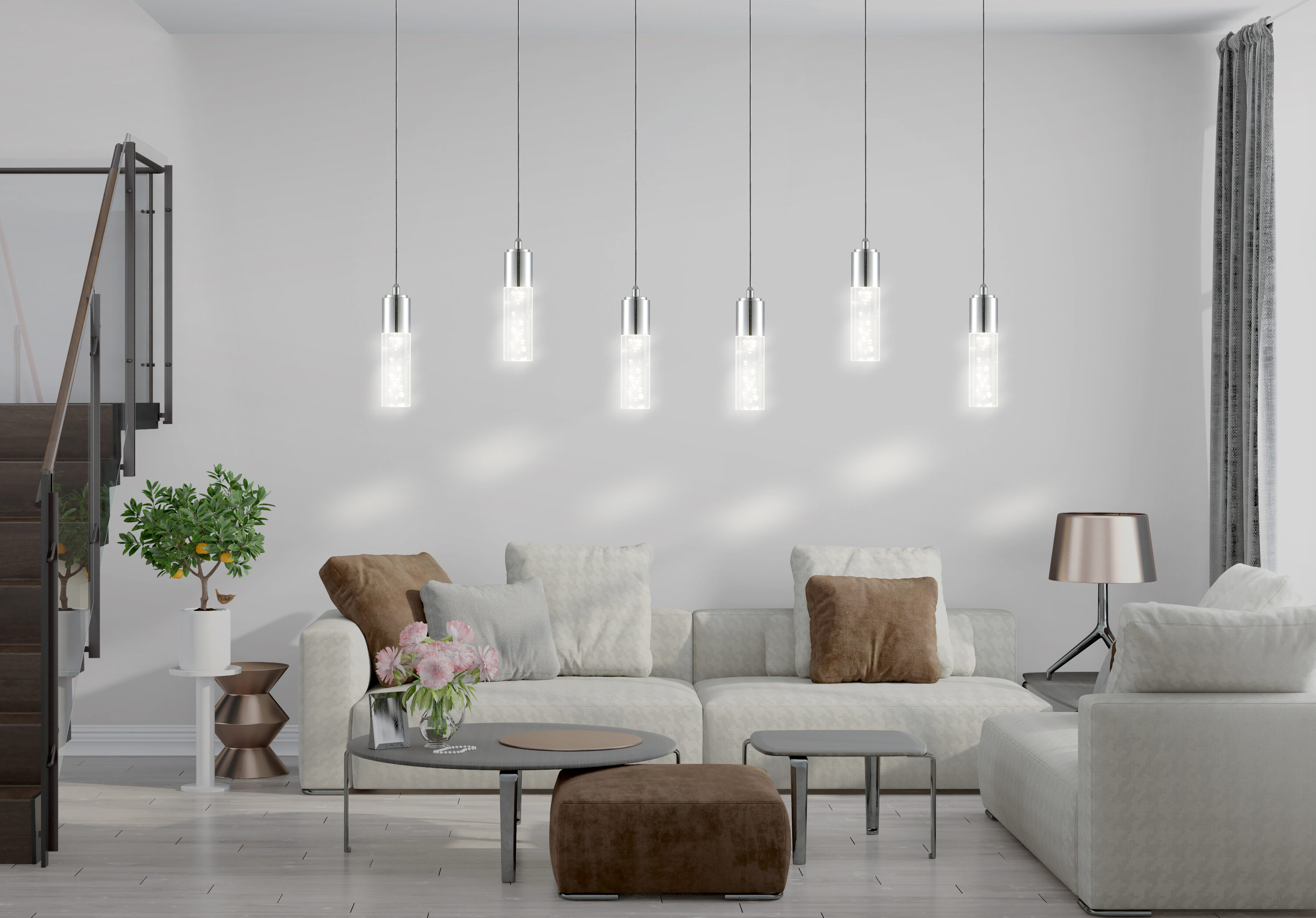 Bolha 4.75" Chrome Acrylic LED Pendant Light