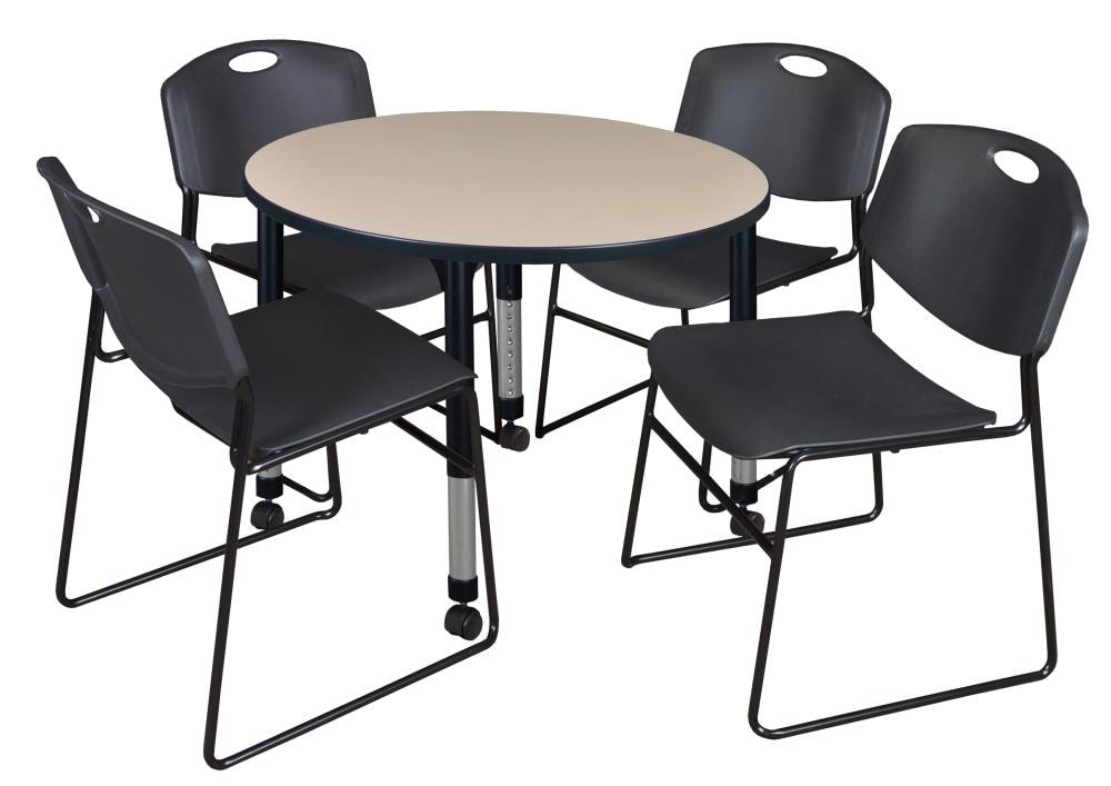 Regency TB36RNDBEAPCBK44BK Classroom Tables Off-White 4-Person Training Table (36-in W x 34-in H)