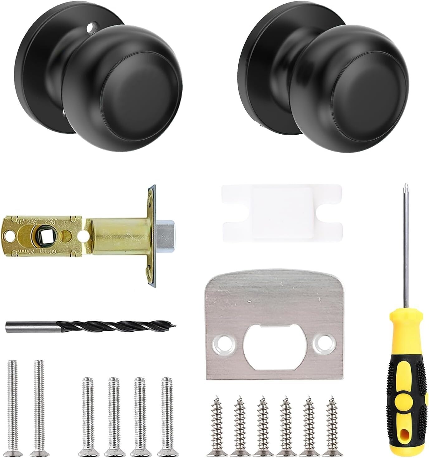 Aoibox Black Keyless Passage Door Knob Set for Interior Bedroom Hallway ...