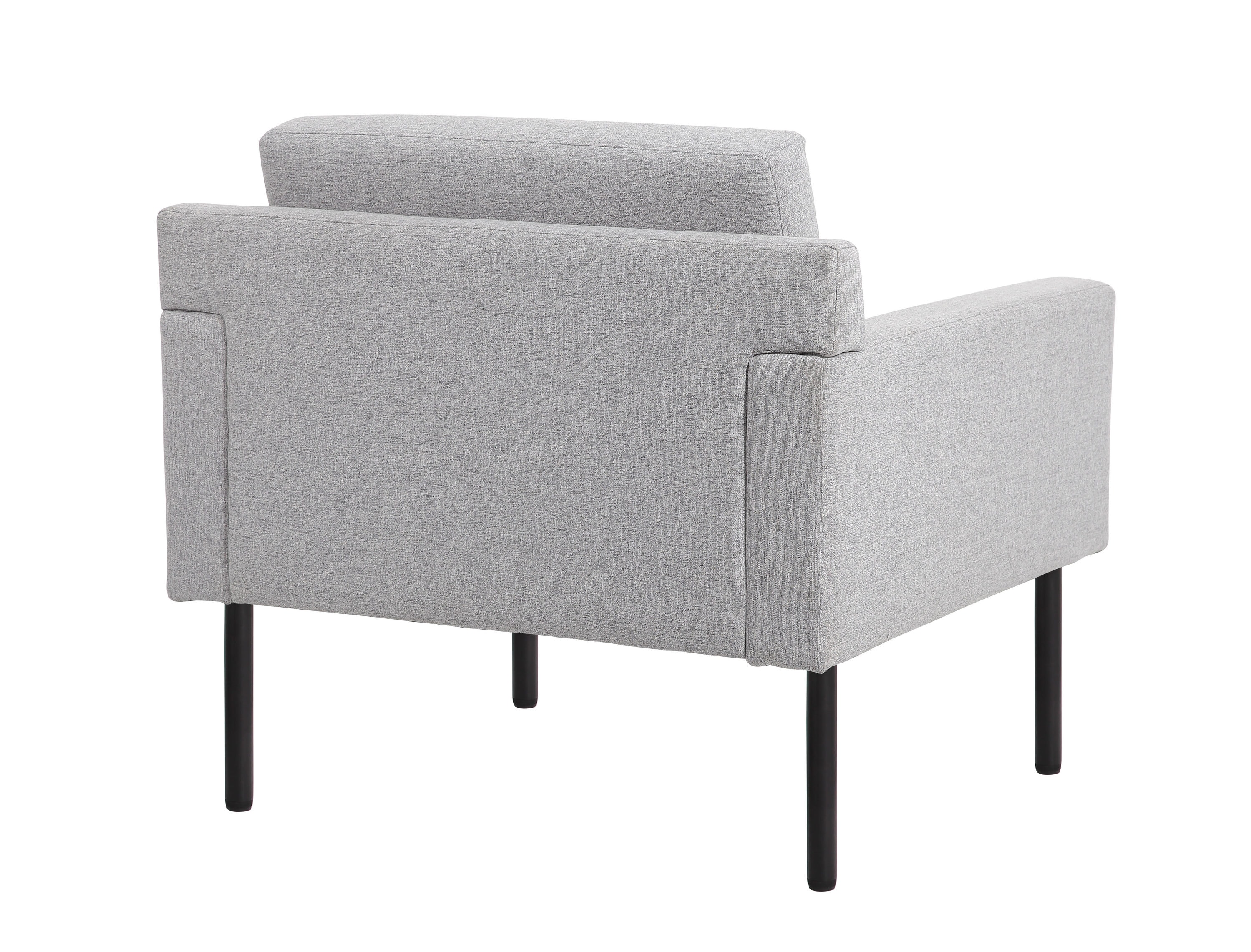 Modern Poly-Linen Weave Black Wood Accent Chair with Gray Cushions